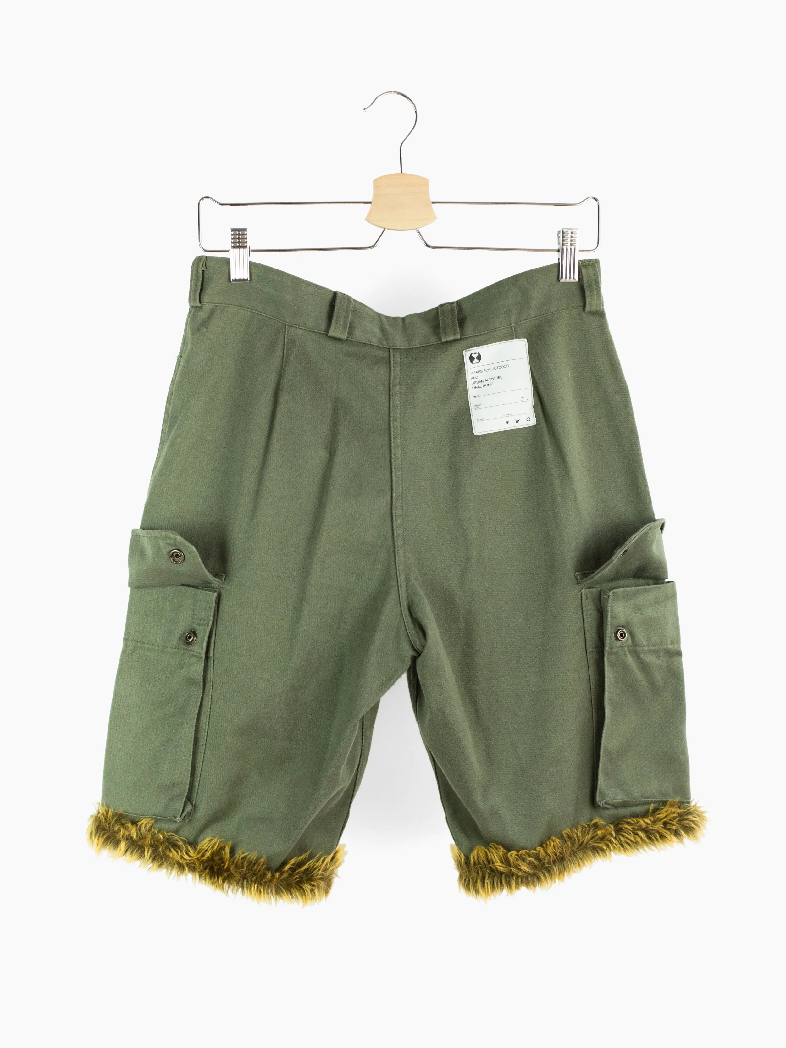 Final Home 90s Upcycled Fur Trim Cargo Short