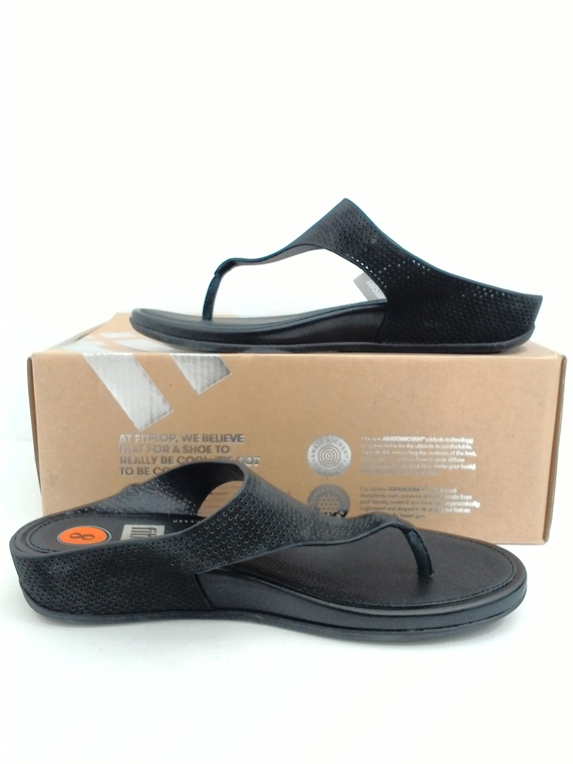 Fitflop Women's Banda (Perf) Black Sandal Size 8 M