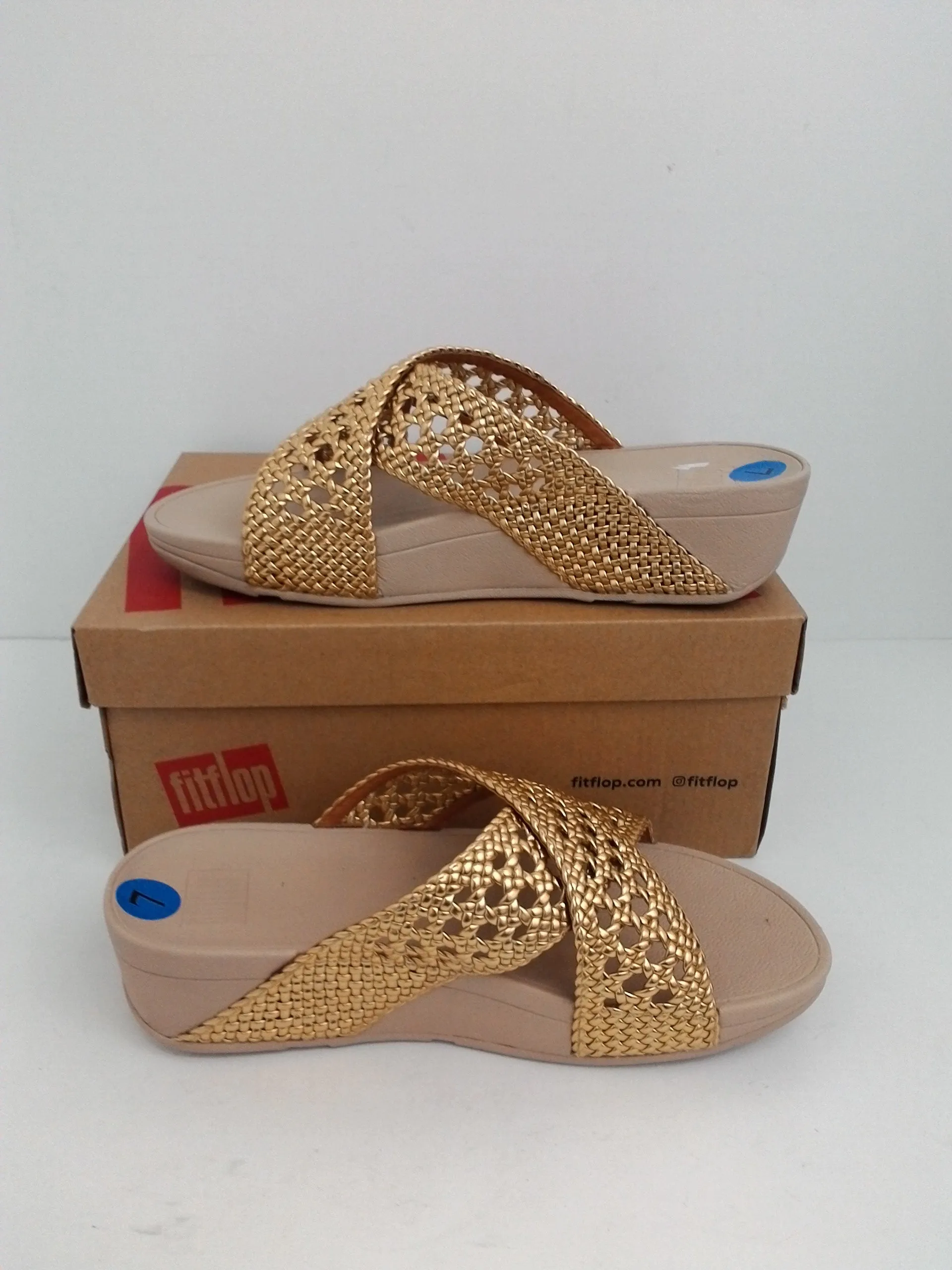 Fitflop Women's Lulu Wicker Artisan Gold Sandal Size 7