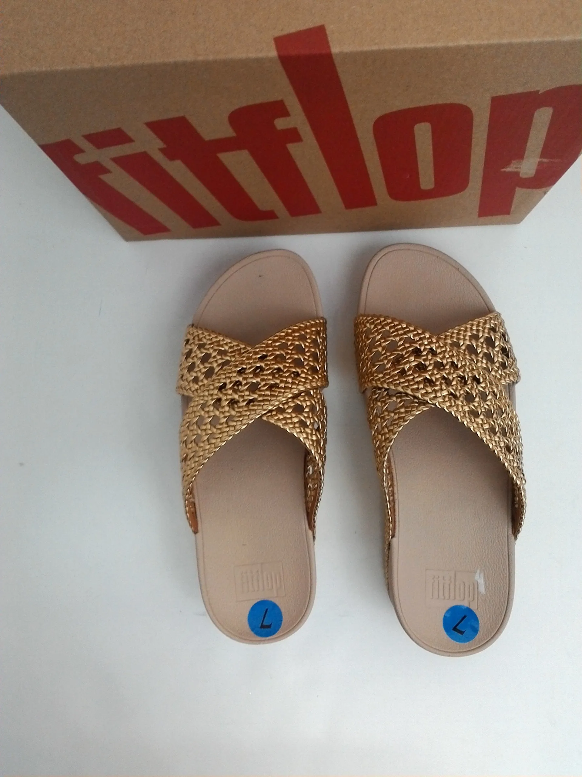 Fitflop Women's Lulu Wicker Artisan Gold Sandal Size 7