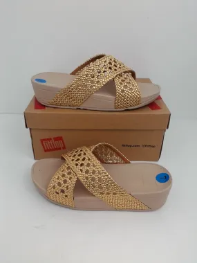 Fitflop Women's Lulu Wicker Artisan Gold Sandal Size 7