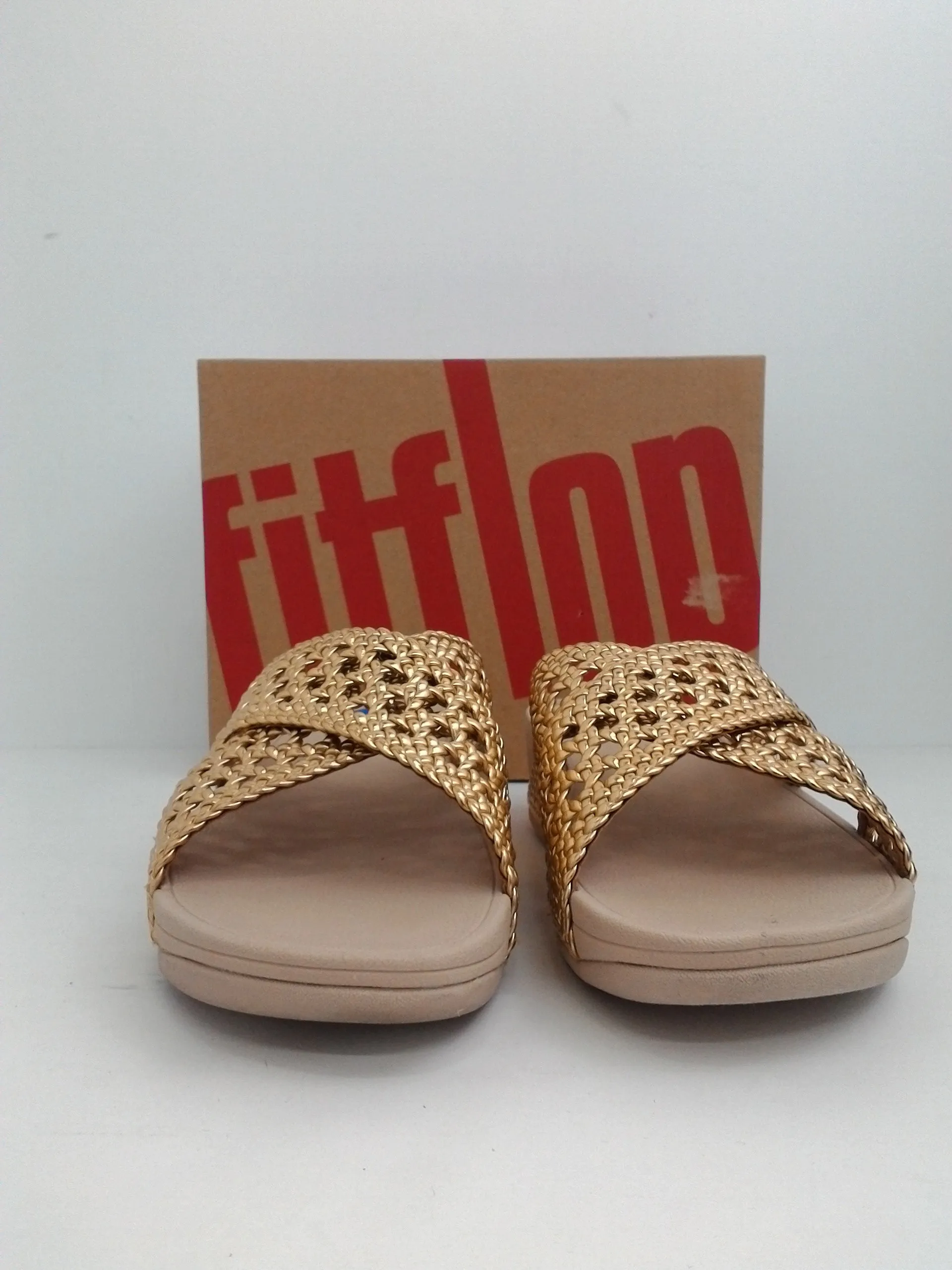 Fitflop Women's Lulu Wicker Artisan Gold Sandal Size 7