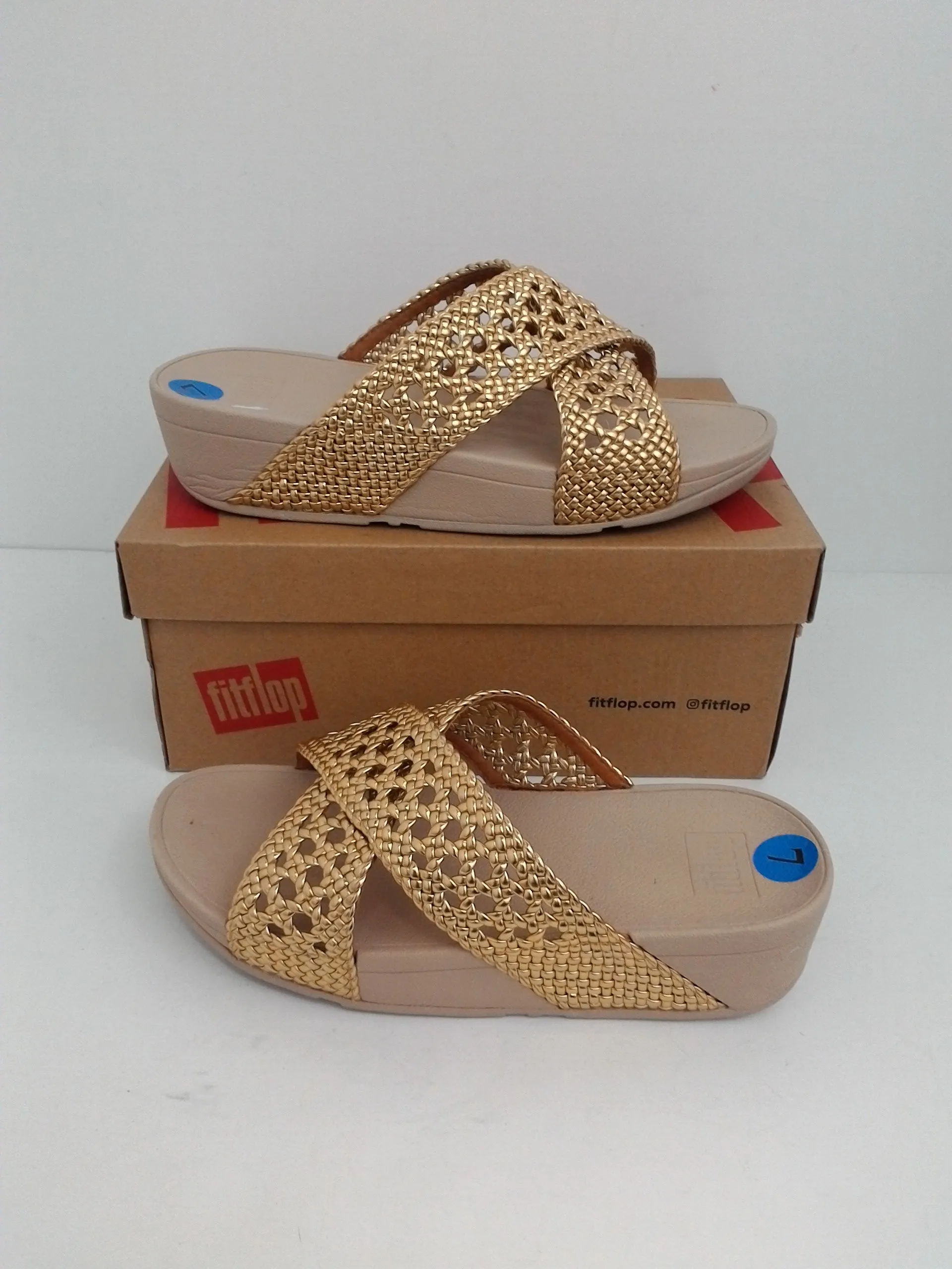 Fitflop Women's Lulu Wicker Artisan Gold Sandal Size 7