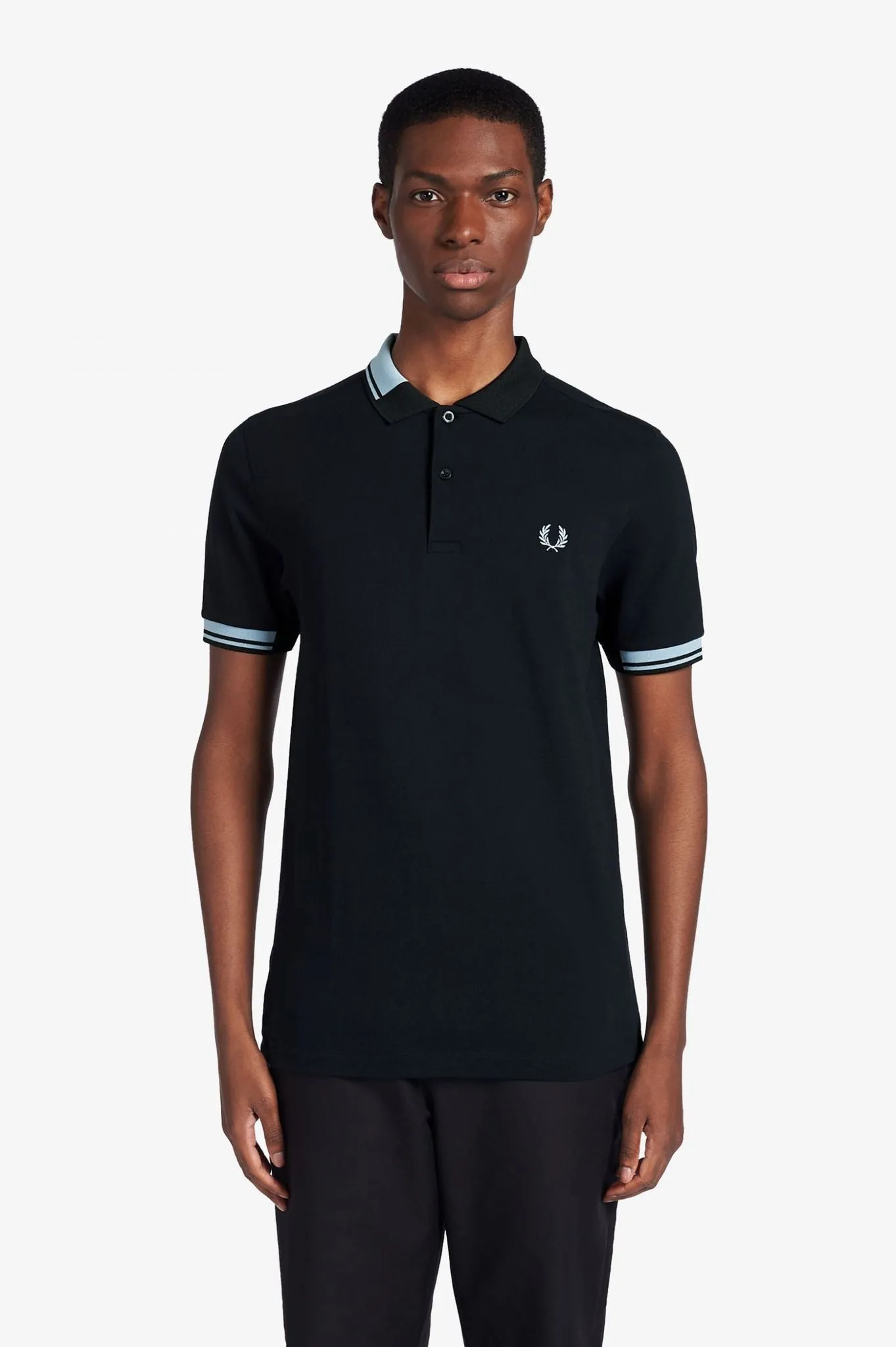 Fred Perry Abstract Collar Polo Shirt Black