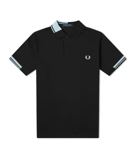 Fred Perry Abstract Collar Polo Shirt Black