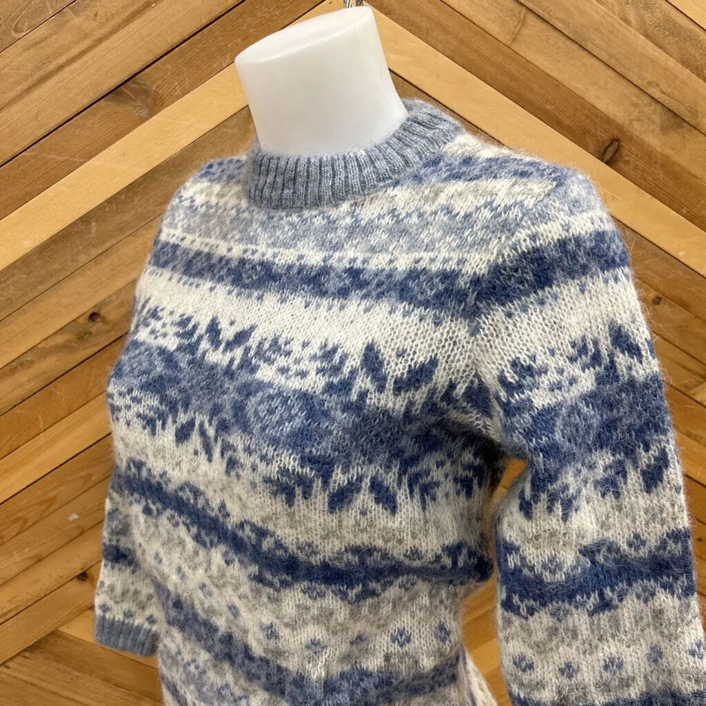 Freyja - Women's Wool Sweater - MSRP $249: Blue/White-women-SM