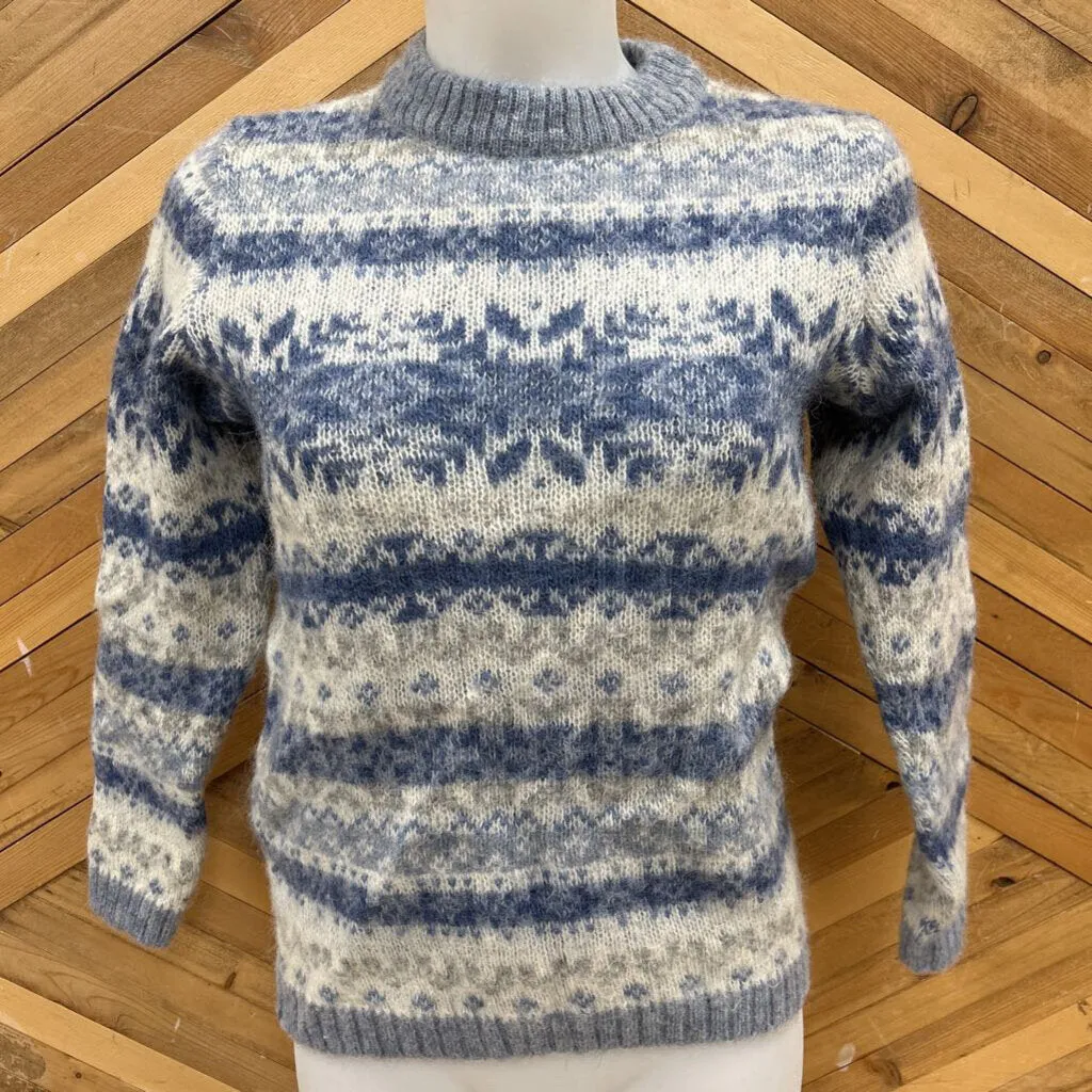 Freyja - Women's Wool Sweater - MSRP $249: Blue/White-women-SM