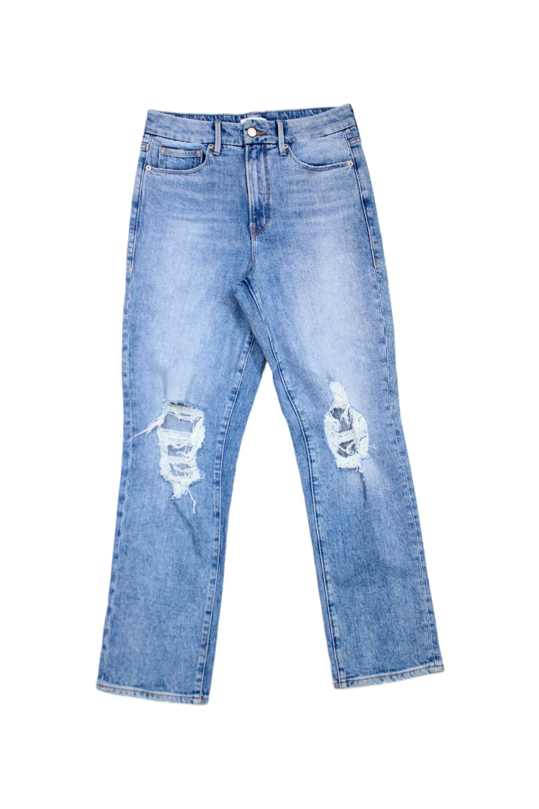 Premium American-Made Straight Cut Distressed Jeans