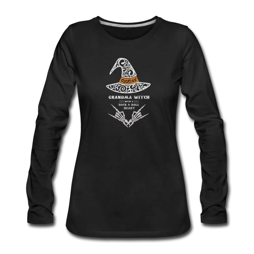 GRANDMA WITCH - ROCK N ROLL HEART- Women's Premium Long Sleeve T-Shirt