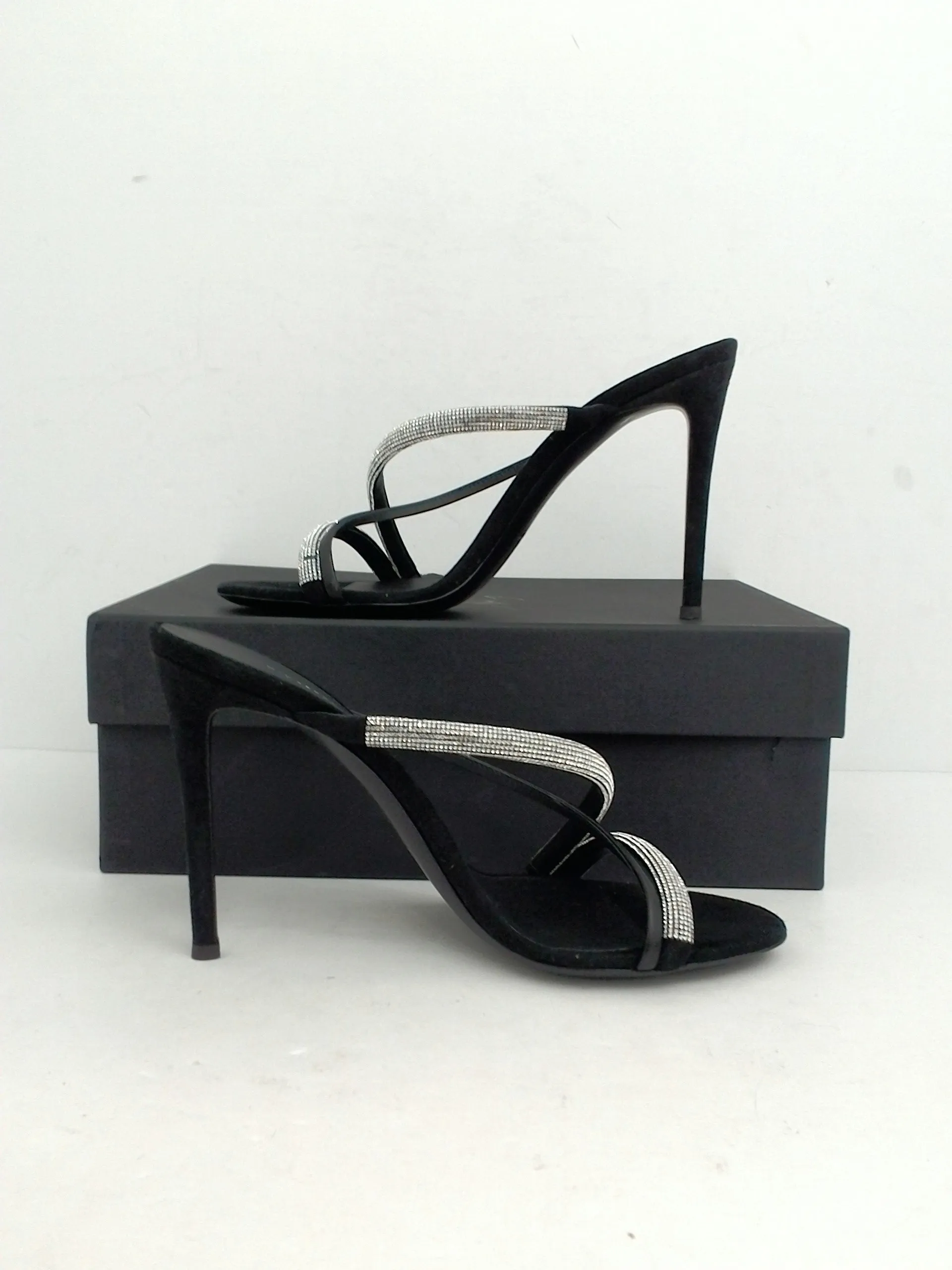 Guiseppe Zanotti Women's  Kanda Black / Silver Sandal Size 37.5