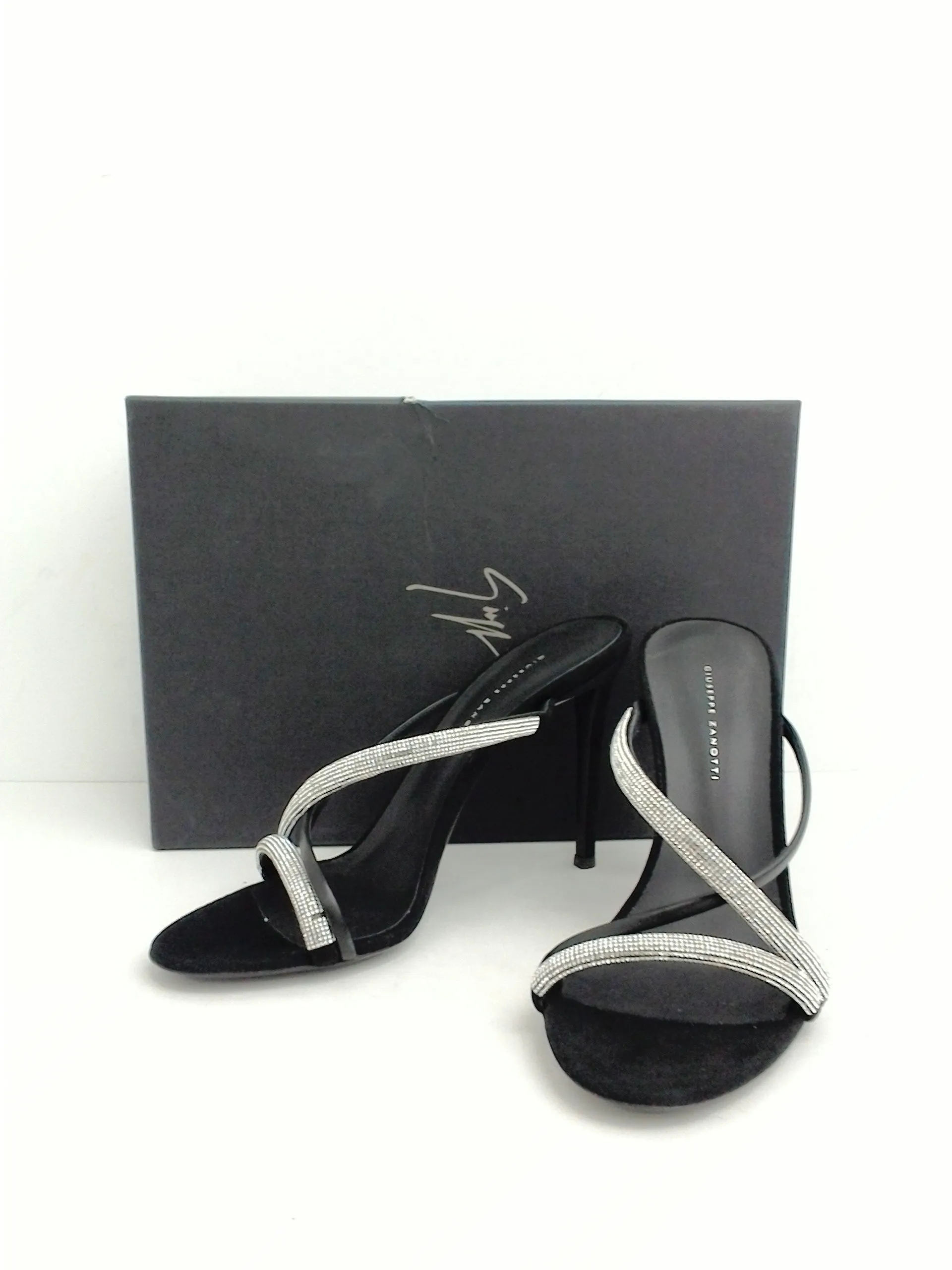 Guiseppe Zanotti Women's  Kanda Black / Silver Sandal Size 37.5