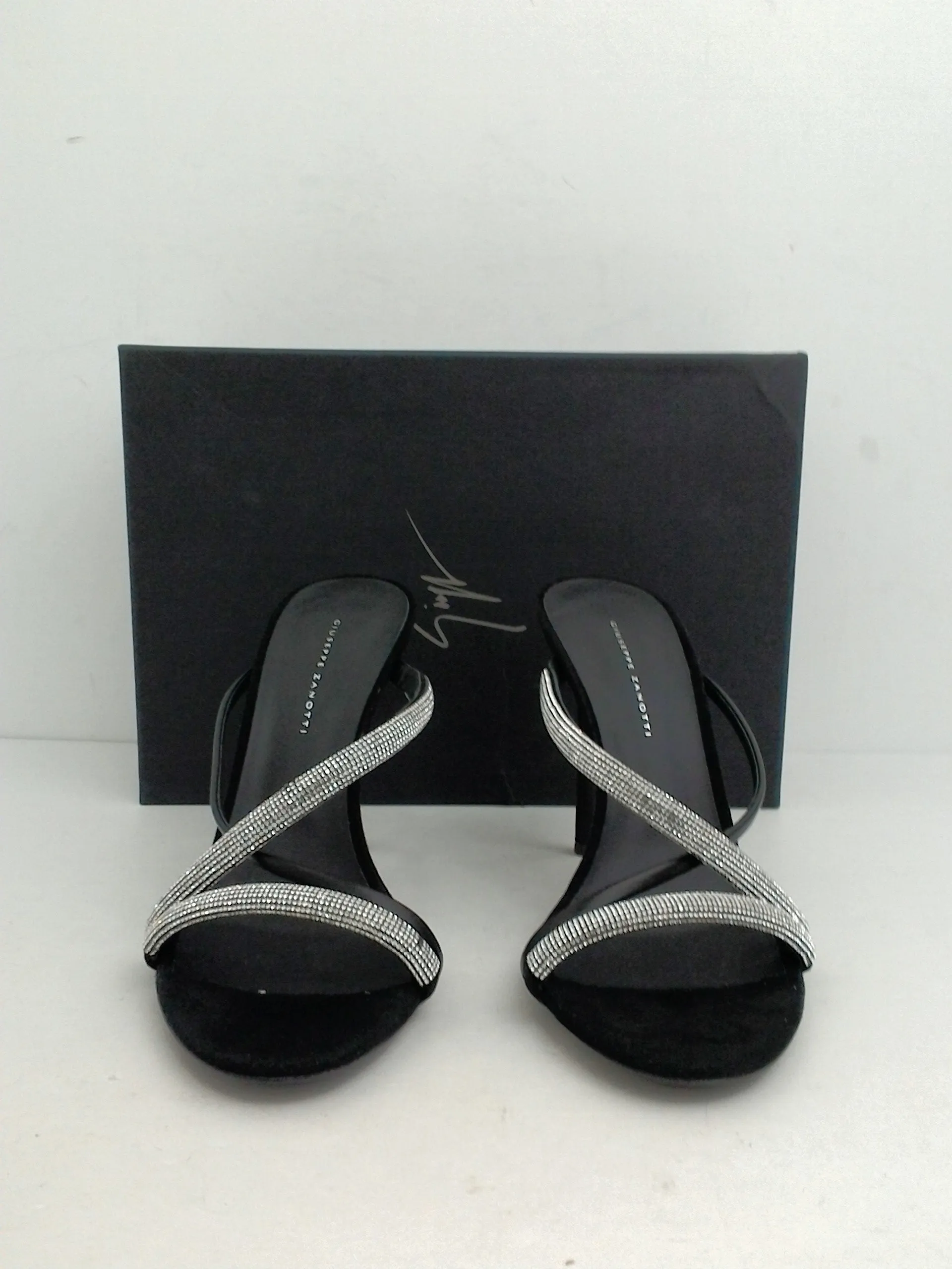 Guiseppe Zanotti Women's  Kanda Black / Silver Sandal Size 37.5