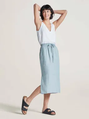 Hadley Hemp Tie Front Midi Skirt - Dusky Blue