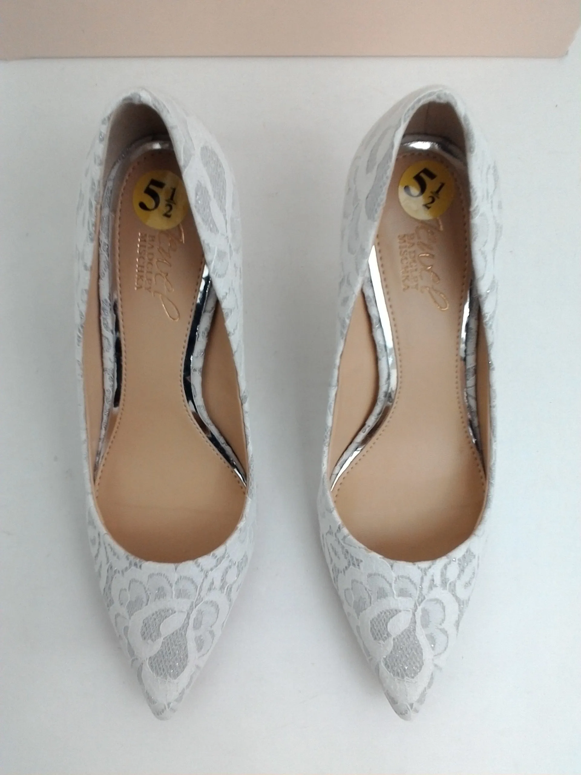 Jewel Badgley Mischka Women's White/Silver Heel Size 5.5