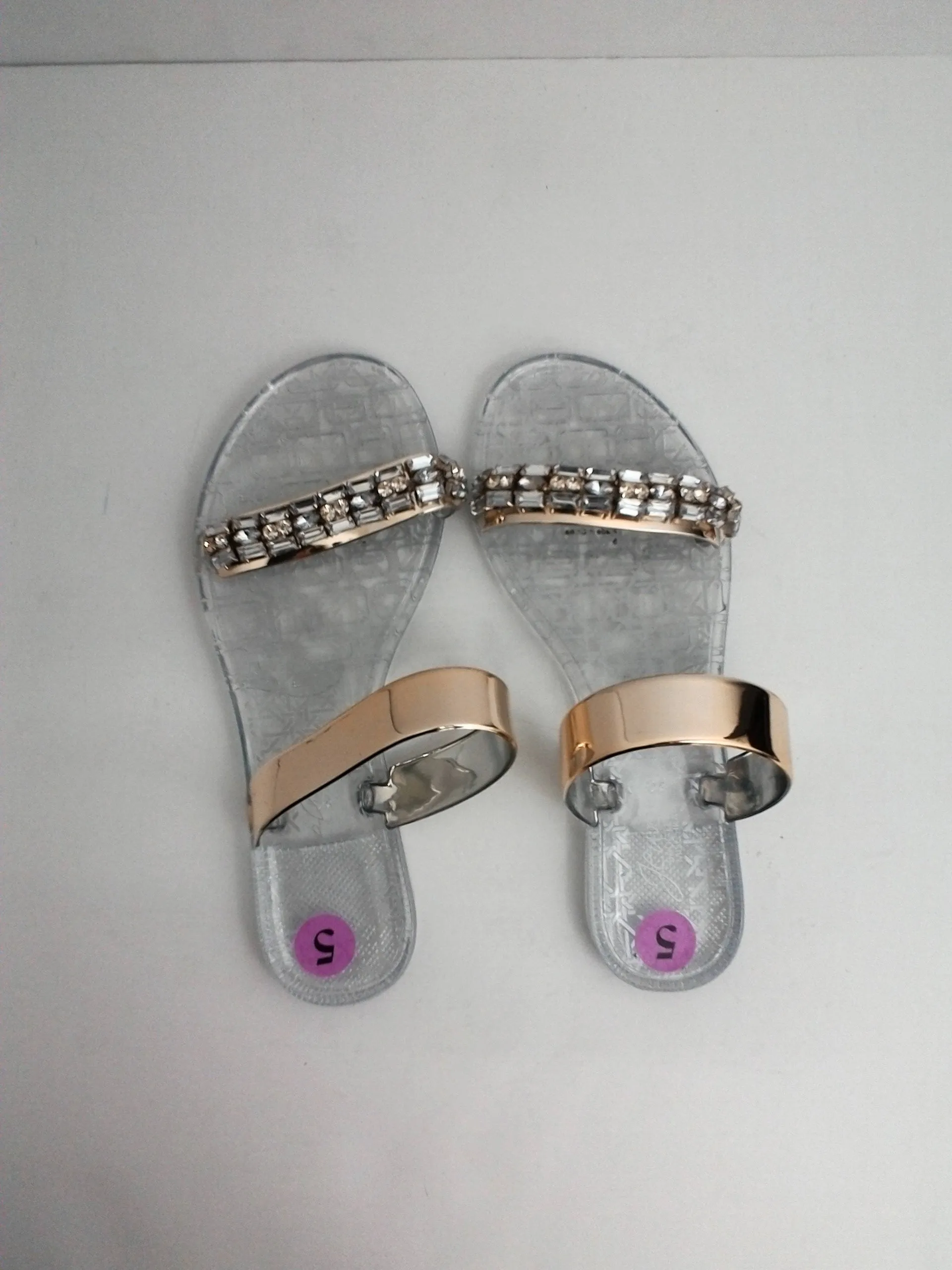 Jewel by Badgley Mischka Double Banda Slide Clear evening Sandals Size 5 M