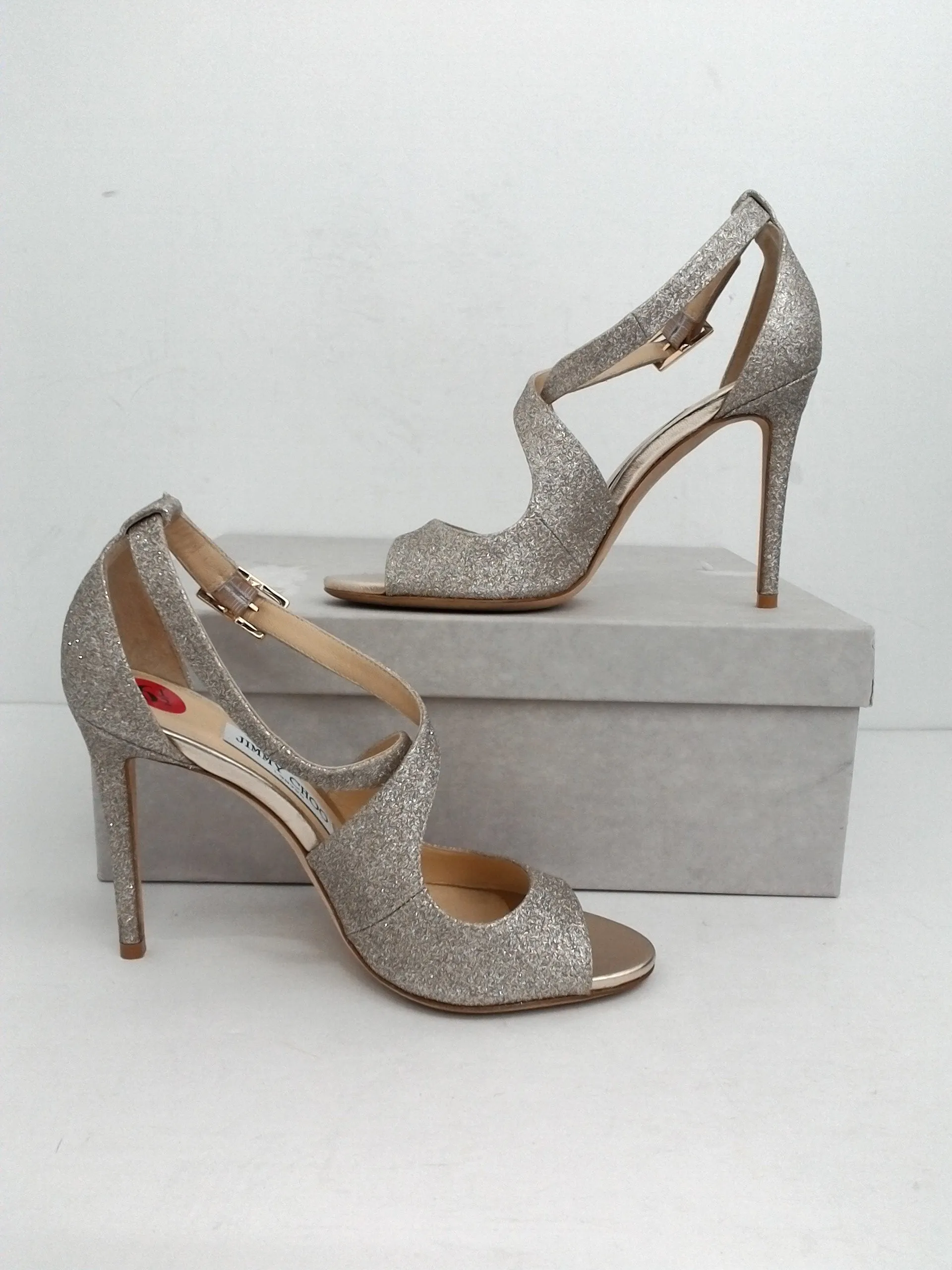 Jimmy Choo Women's Emily Platinum Ice Dusty Ice Size 36.5