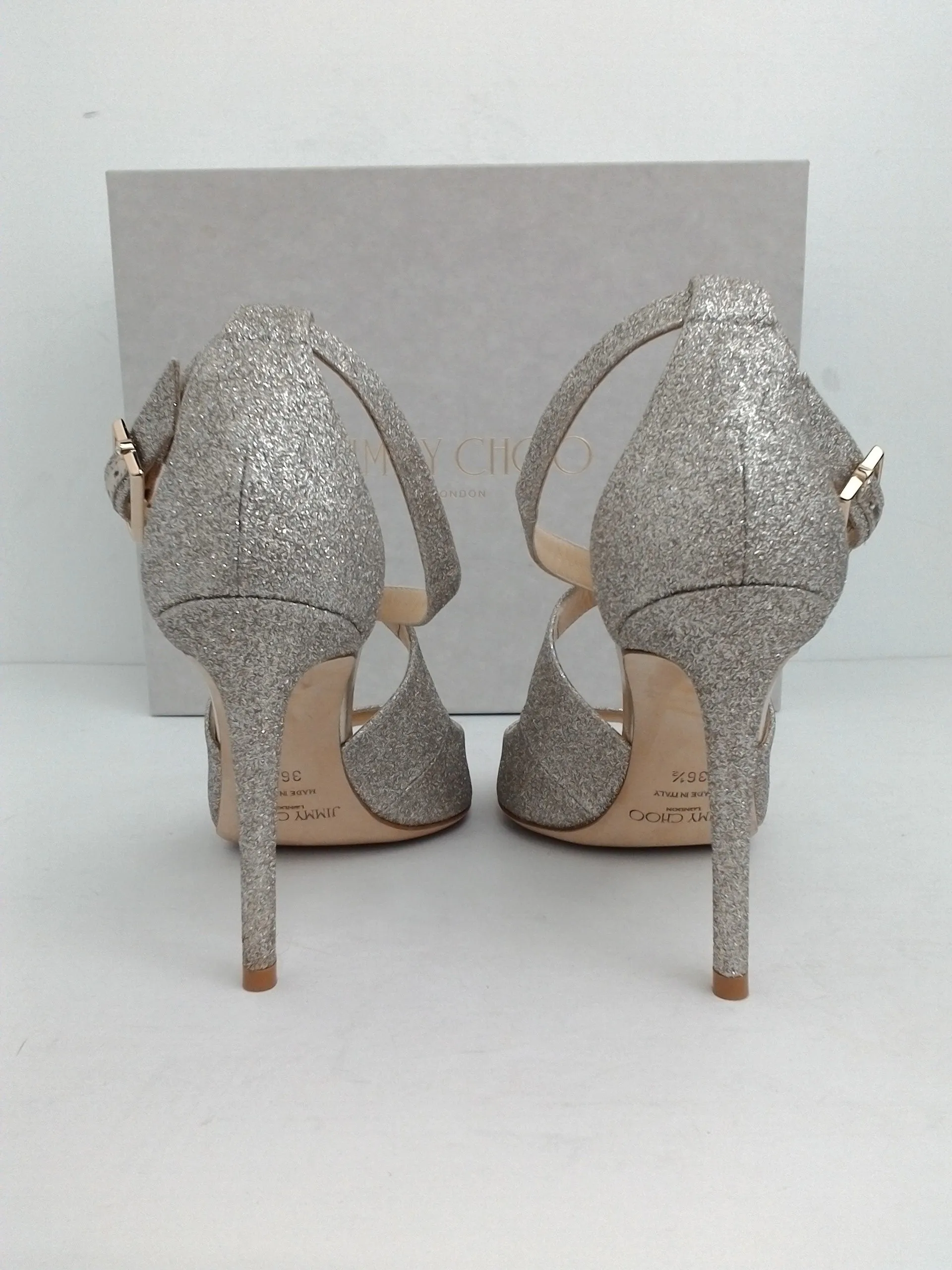 Jimmy Choo Women's Emily Platinum Ice Dusty Ice Size 36.5