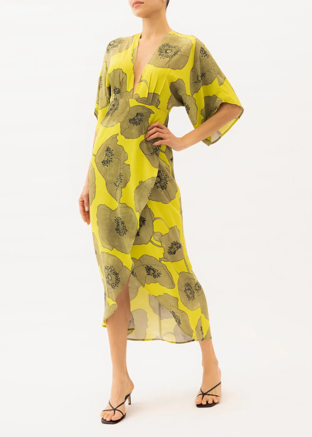 Katherine Chartreuse Floral Maxi Dress