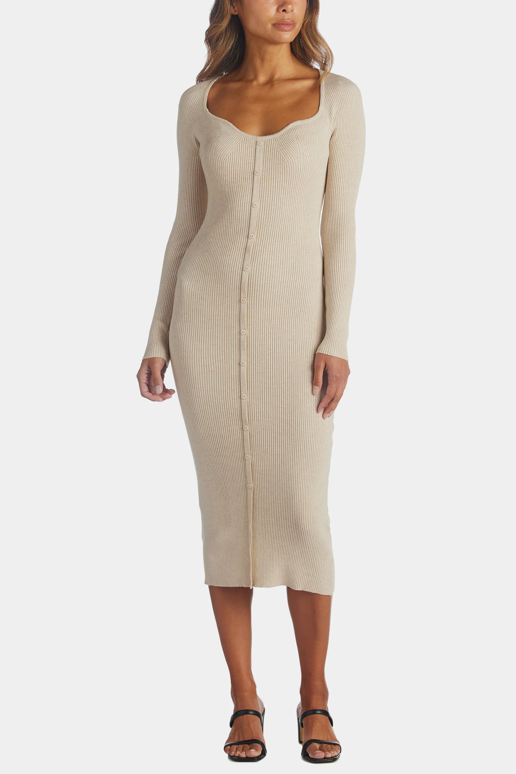 Kathryn Sweetheart Ribbed Sweater Dress