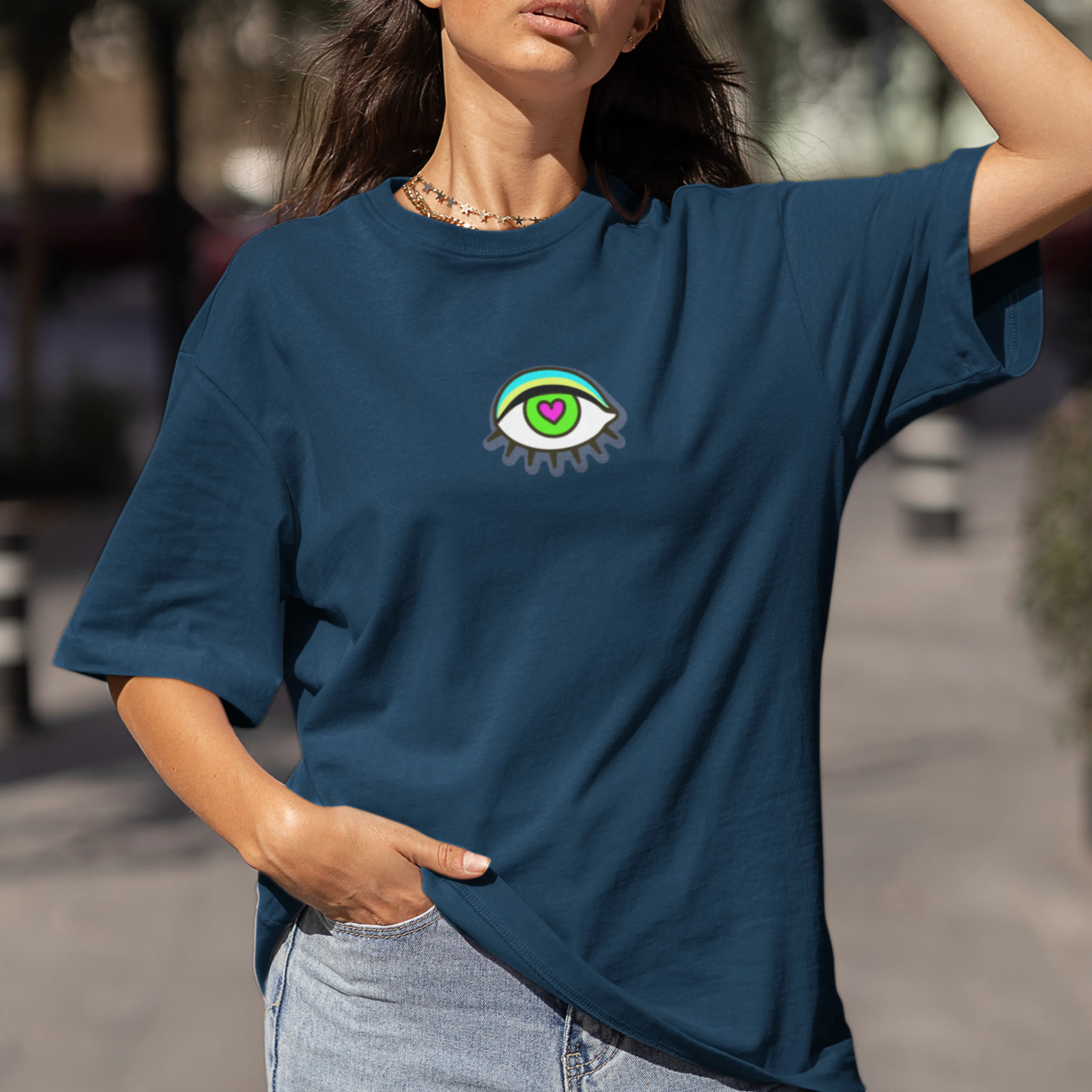 Keep Eyes Off Me Backprinted Oversized Tee