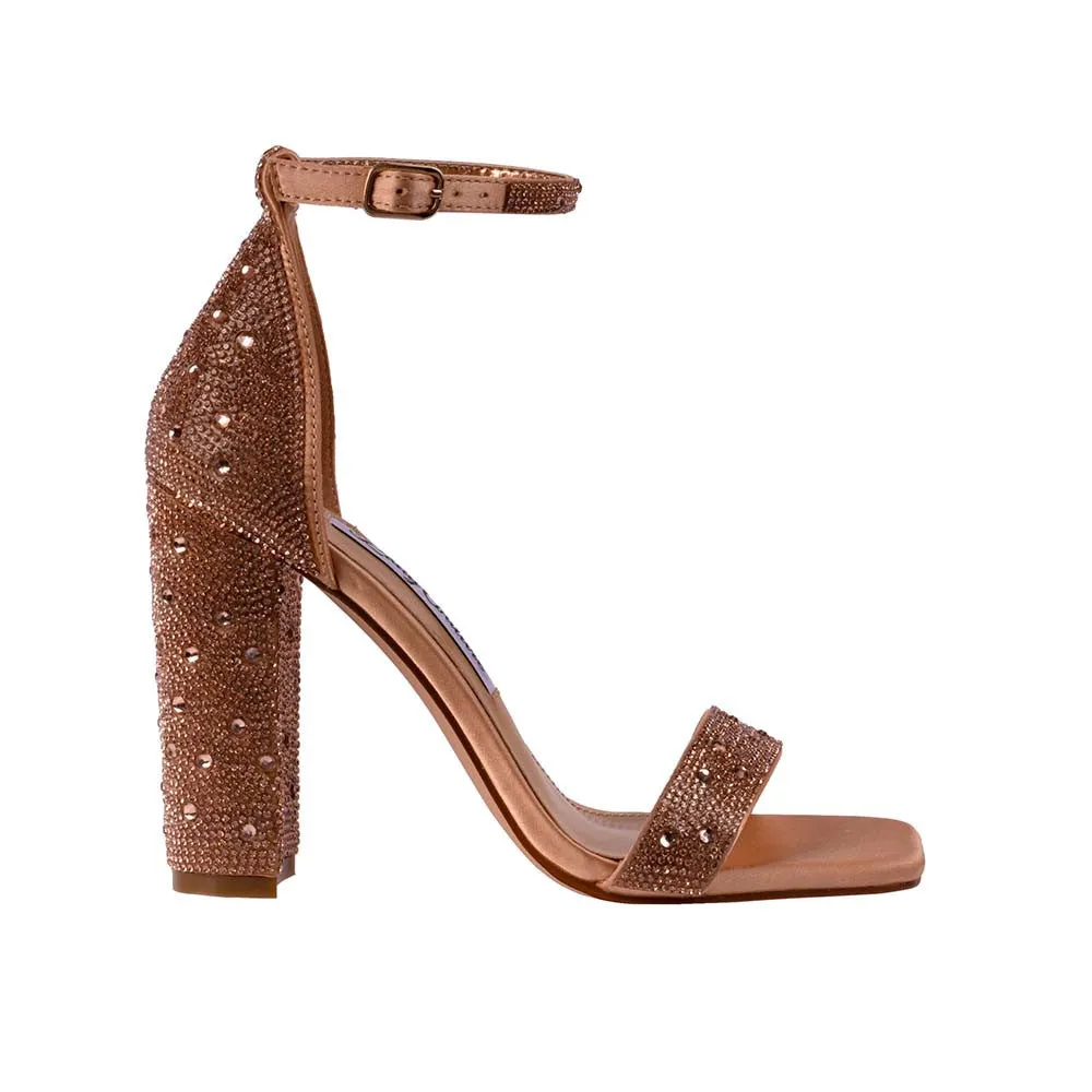 Lady Couture DALIA Rose Gold Rhinestone Block Heel Sandal