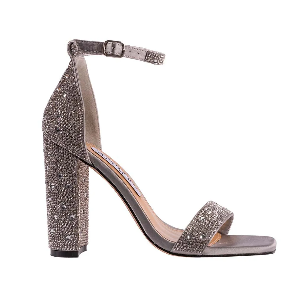 Lady Couture DALIA Silver Rhinestone Block Heel Sandal