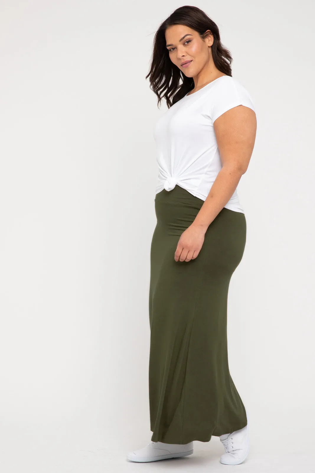 Lana Long Skirt - Dark Olive