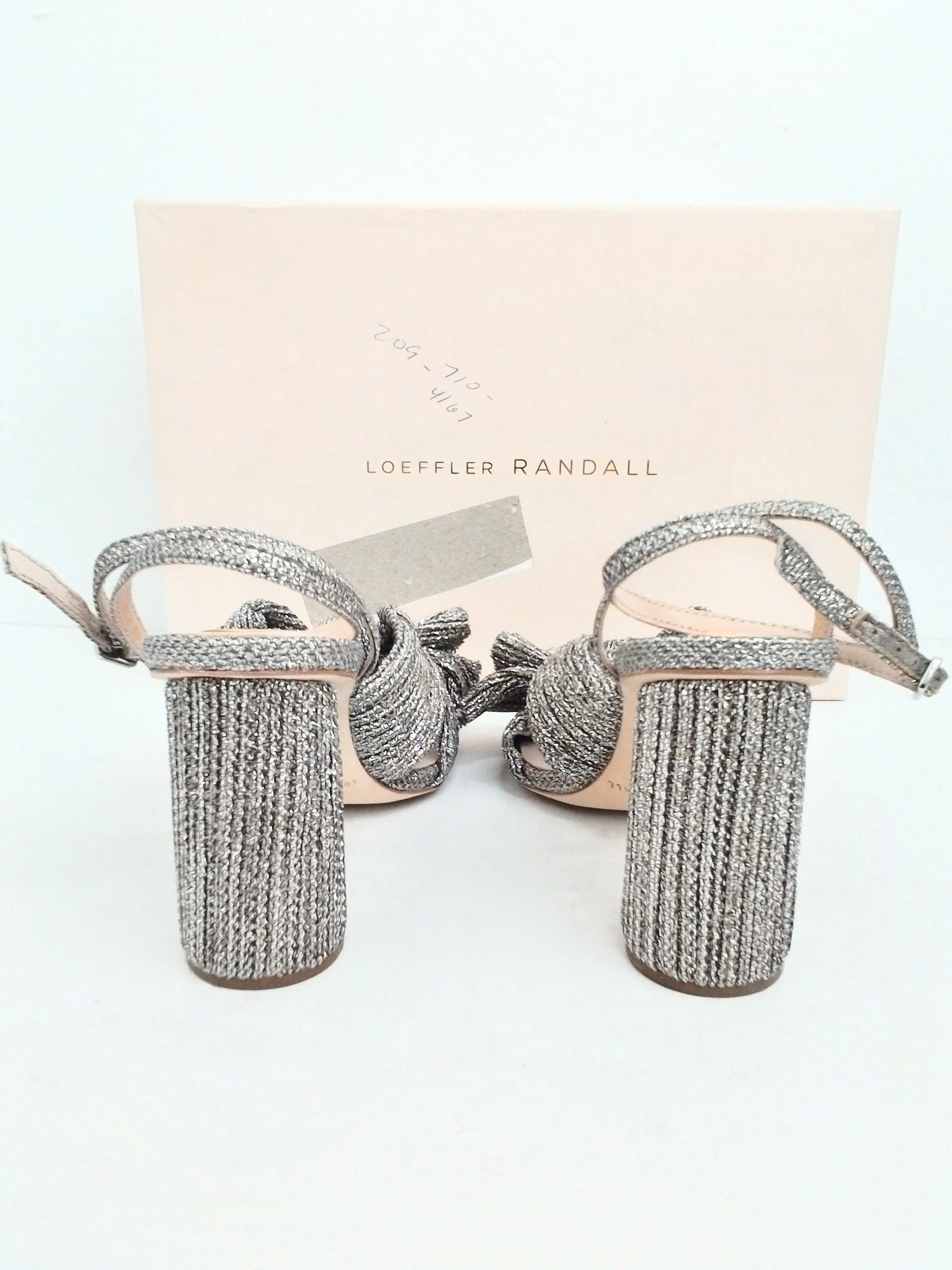 Loeffler Randall Women's Camellia Glitter Champagne Heeled Sandal Size 6 B