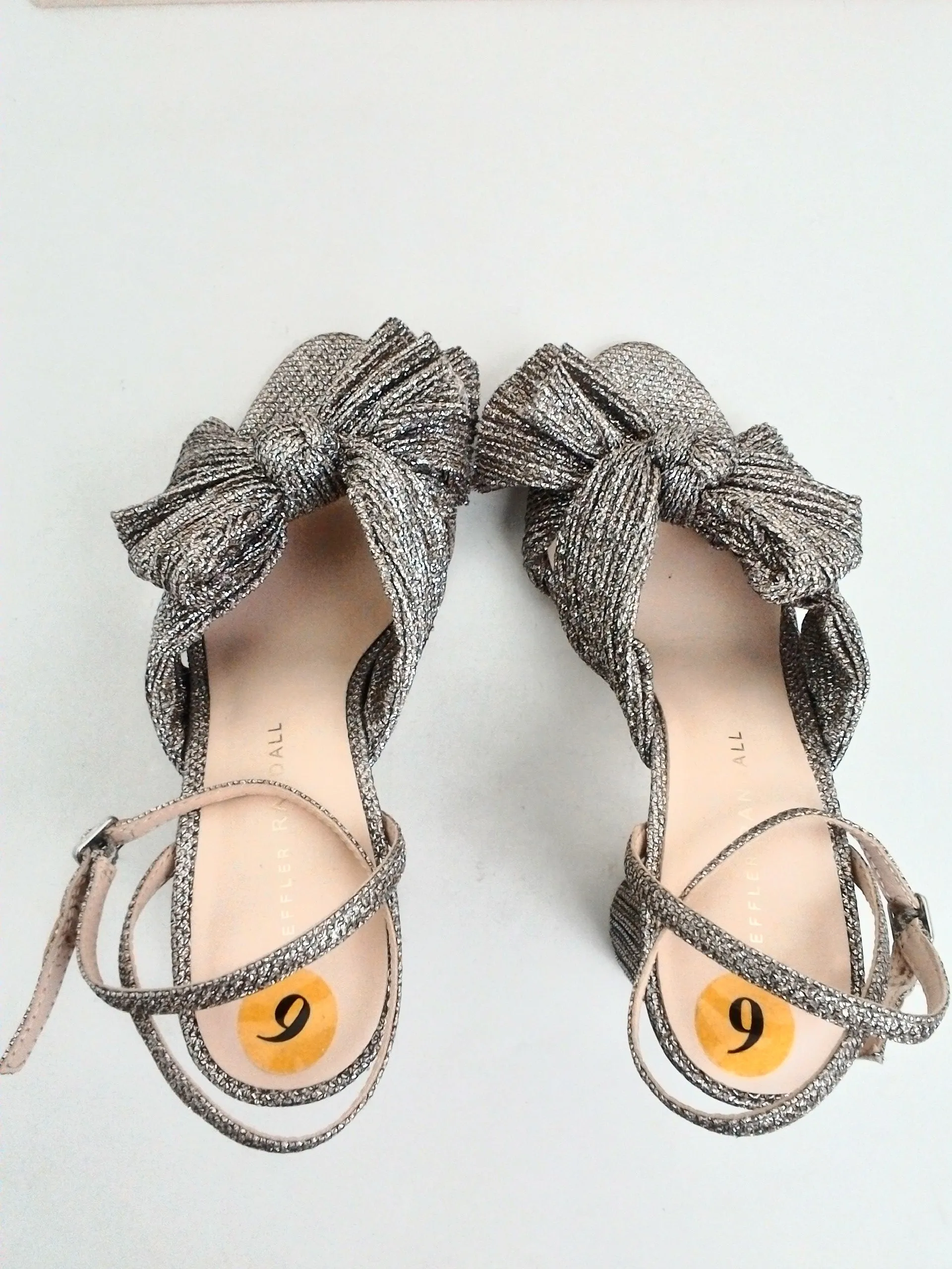 Loeffler Randall Women's Camellia Glitter Champagne Heeled Sandal Size 6 B