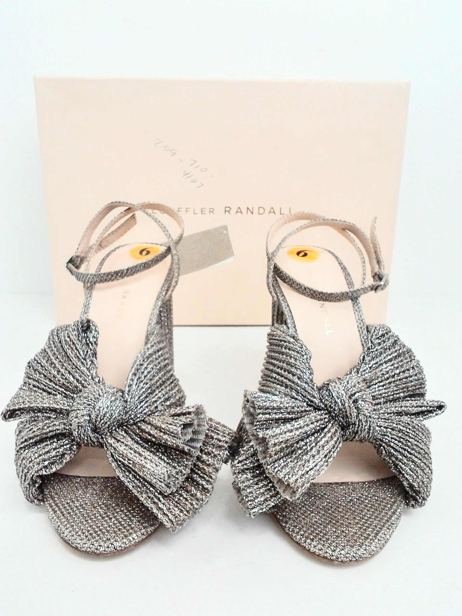 Loeffler Randall Women's Camellia Glitter Champagne Heeled Sandal Size 6 B