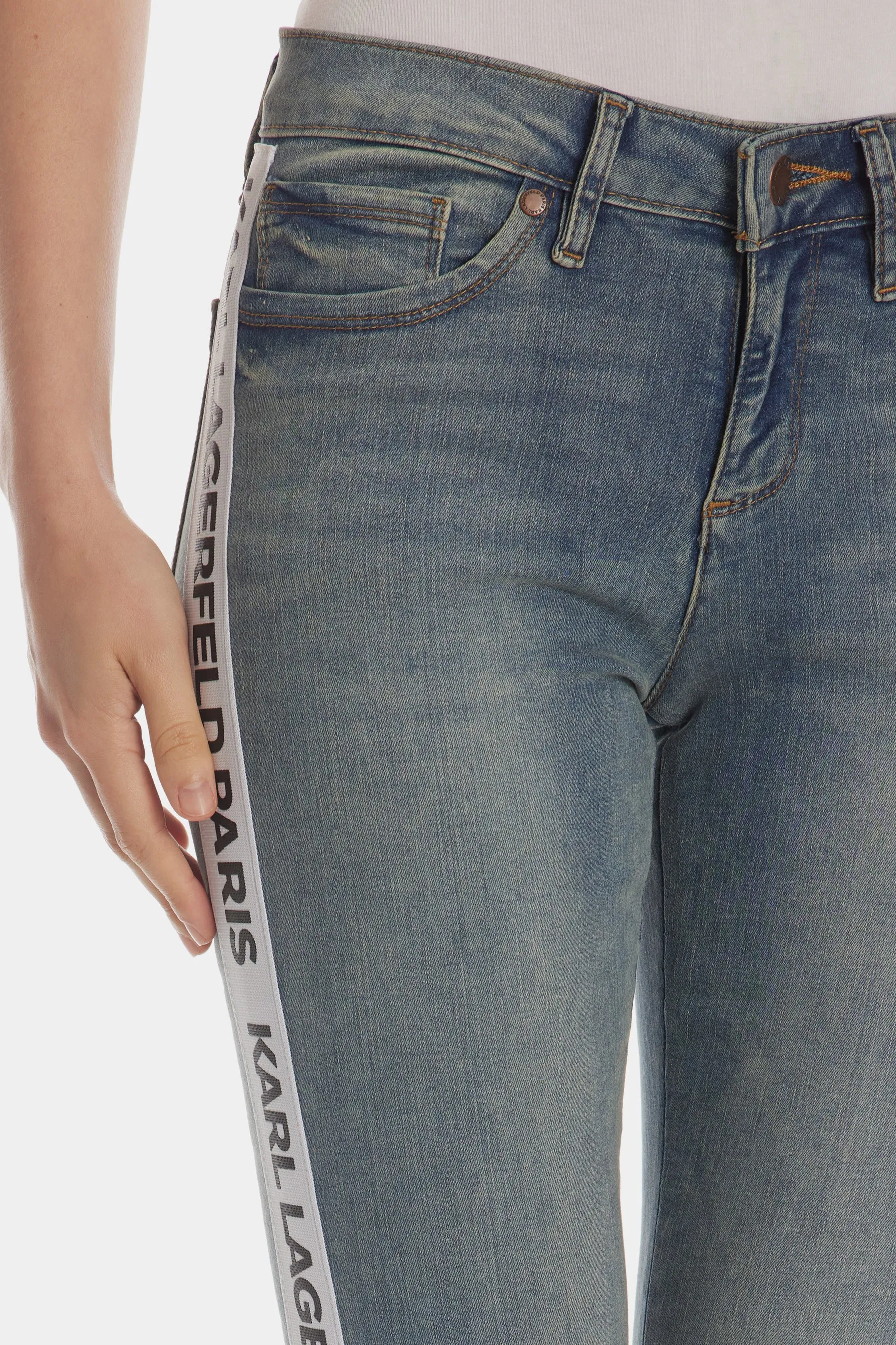 Logo Taped Skinny Jeans