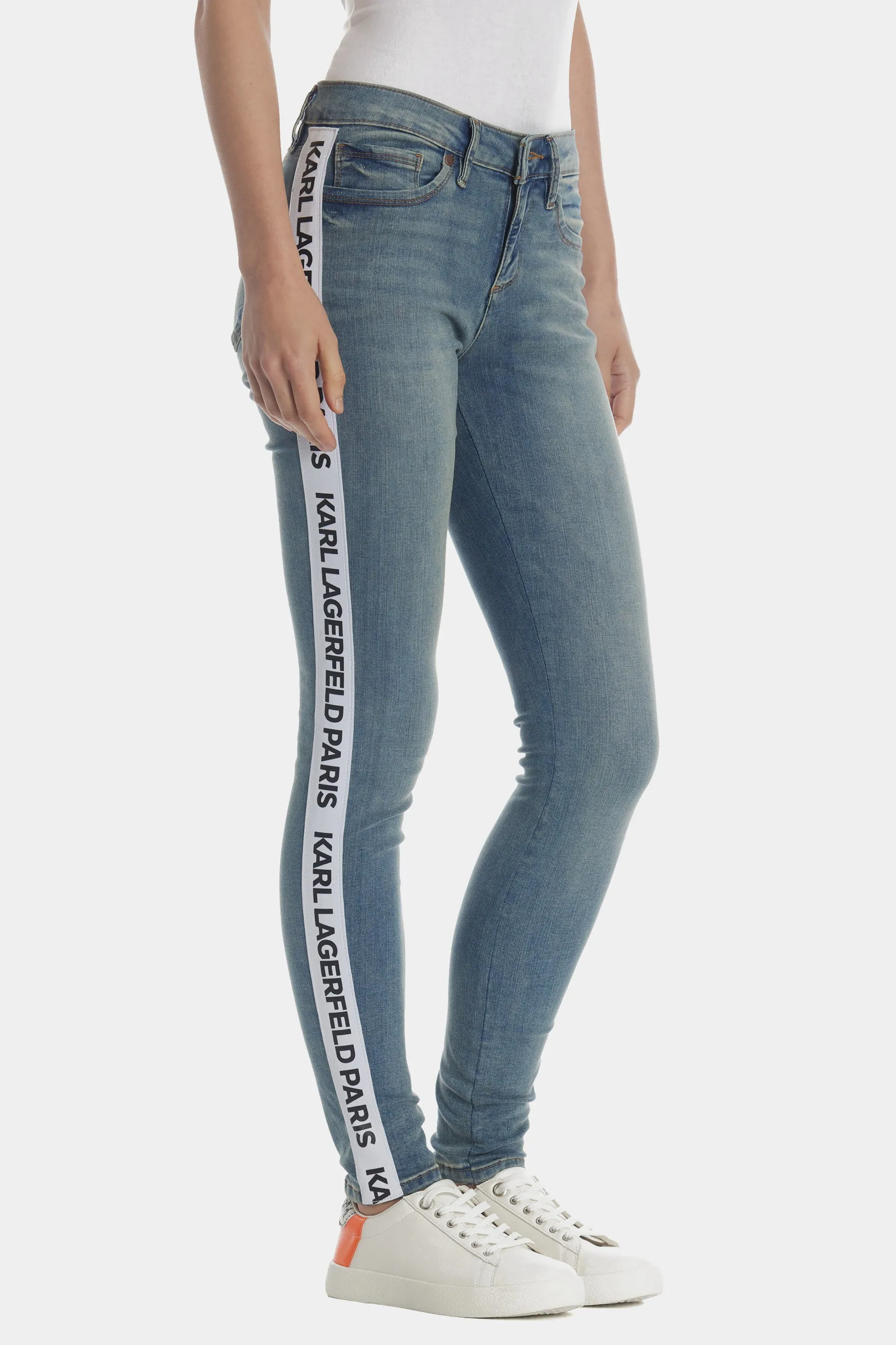 Logo Taped Skinny Jeans