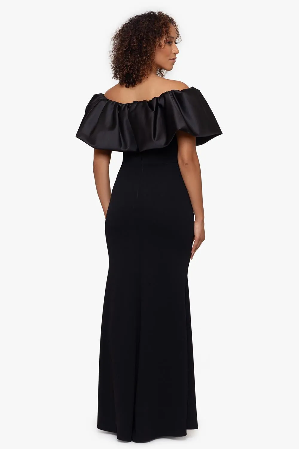 Long Off The Shoulder Lamor Scuba Crepe Gown