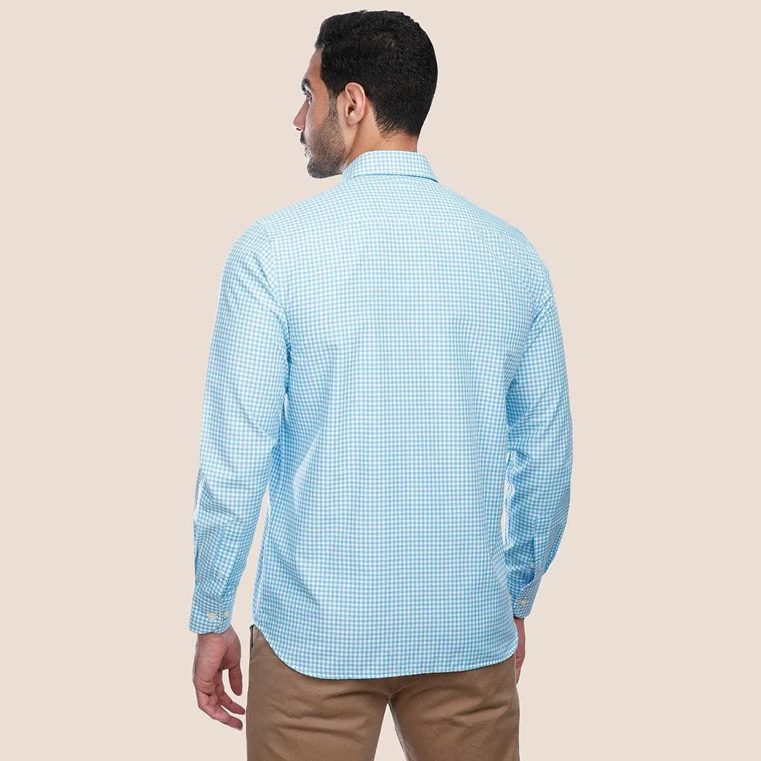 Long Sleeve checkered Shirt - TURQUOISE