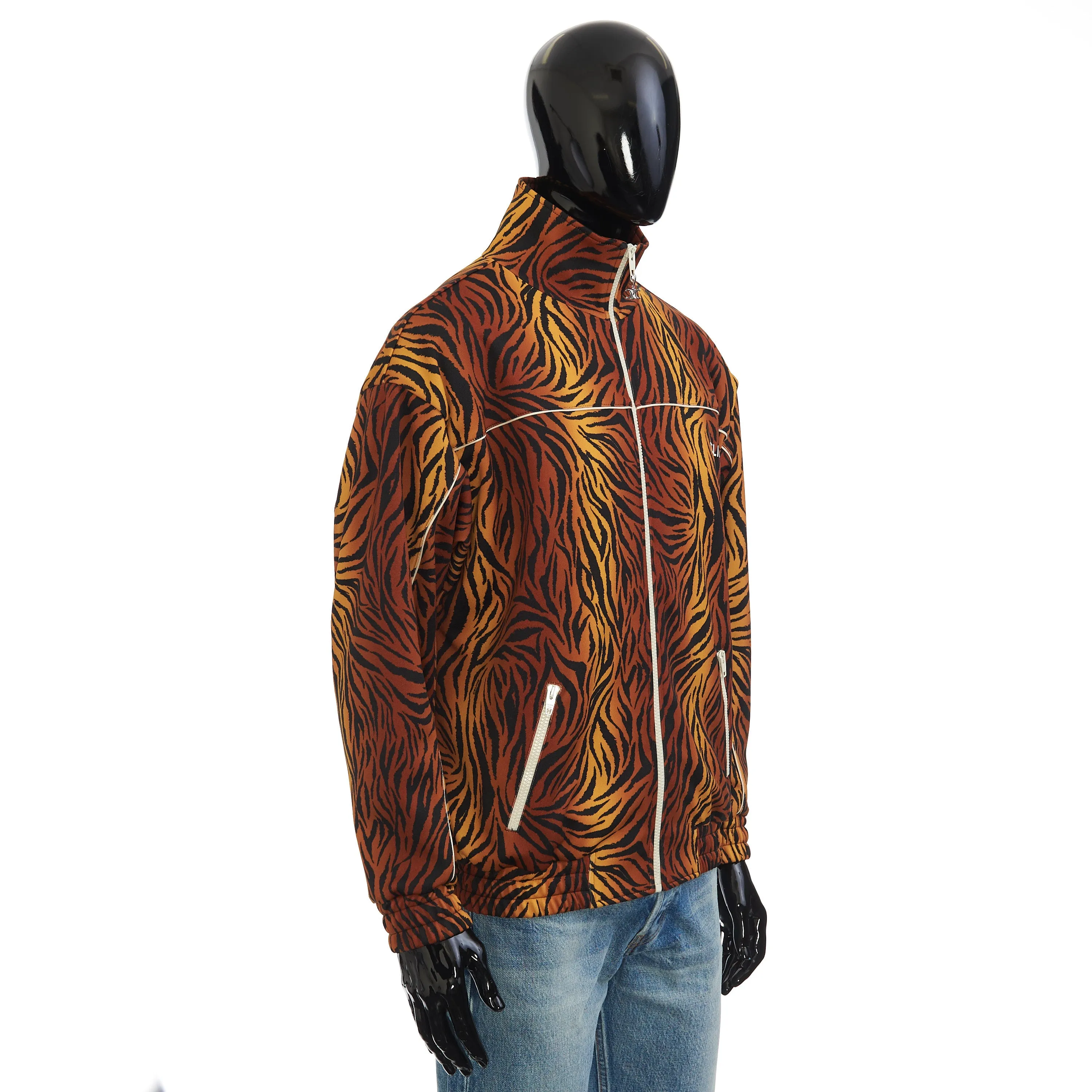 Loose Sweatshirt In Double Face Jersey With Tiger Print & Triomphe