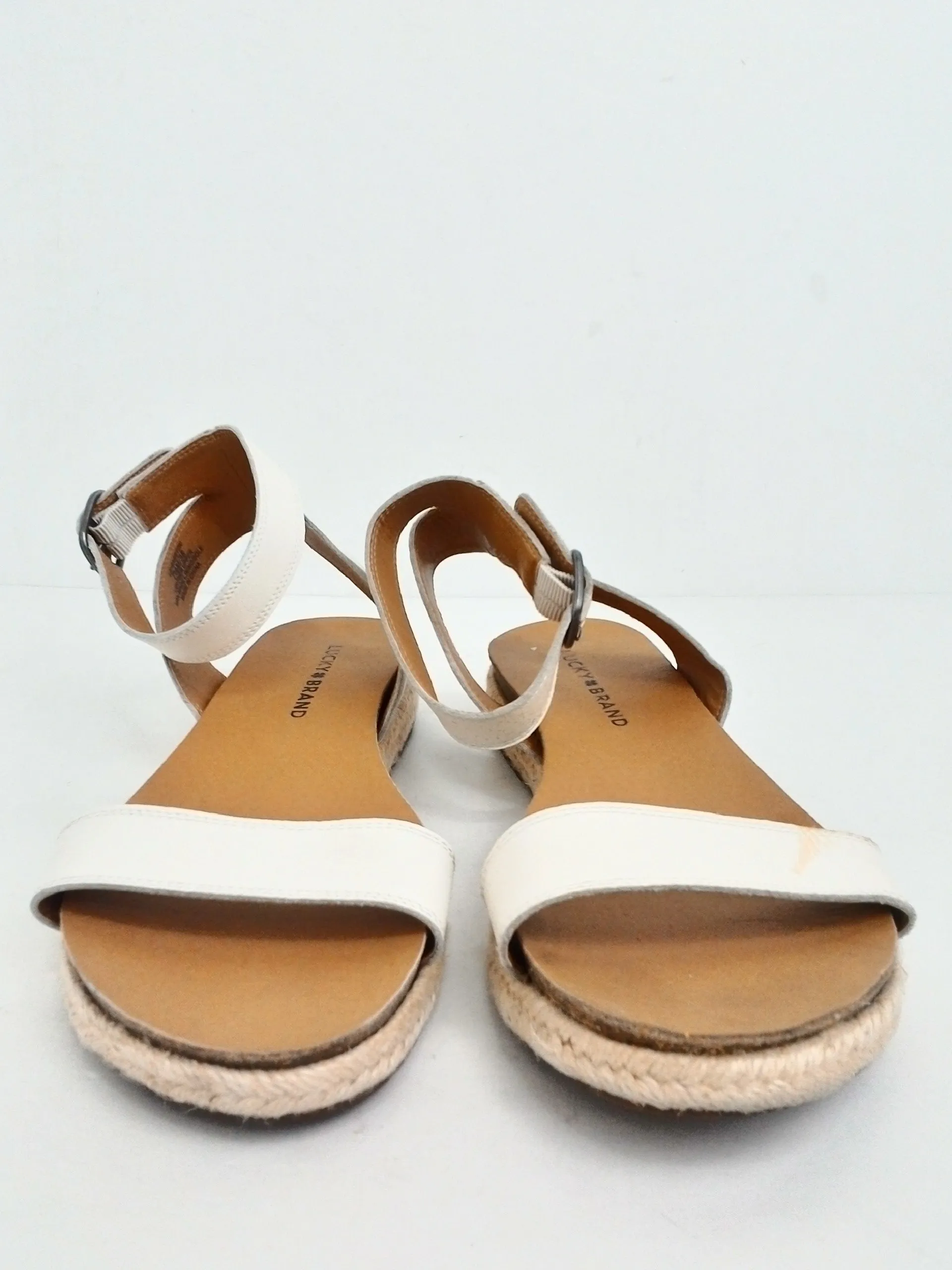 Lucky Brand Women's Garston Beige Leather Sandals Size 7.5