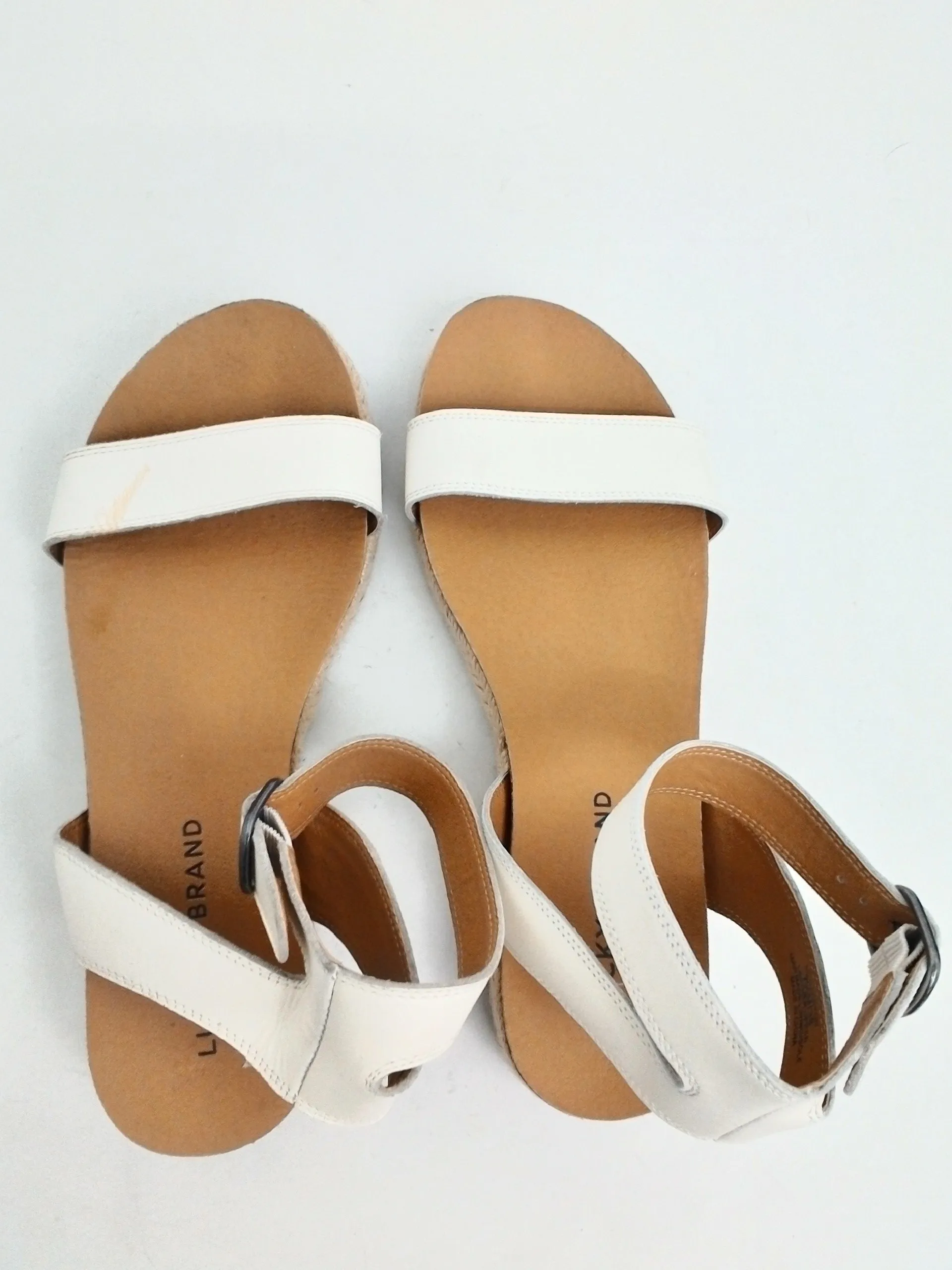 Lucky Brand Women's Garston Beige Leather Sandals Size 7.5