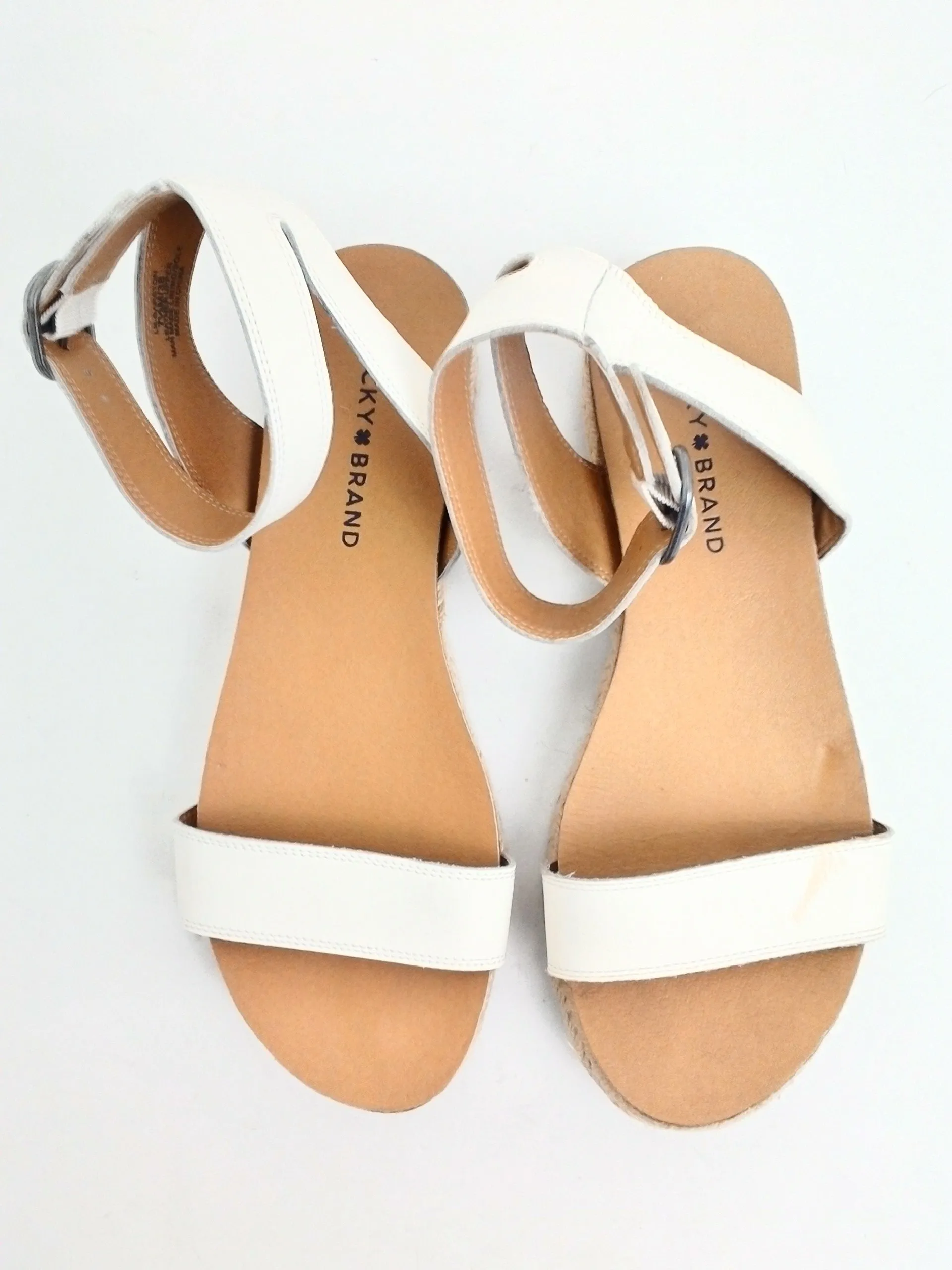 Lucky Brand Women's Garston Beige Leather Sandals Size 7.5