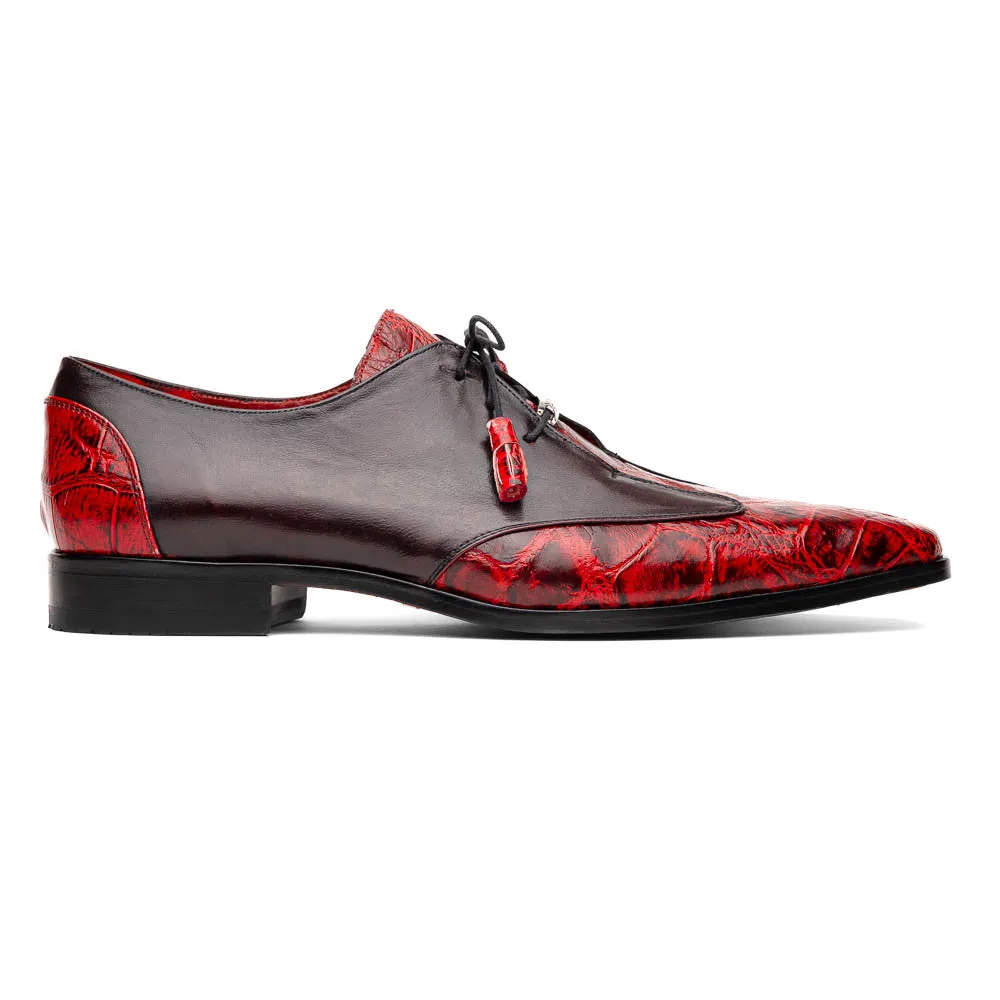 Marco Di Milano Anzio Derby Black Cherry Alligator And Calfskin Shoes