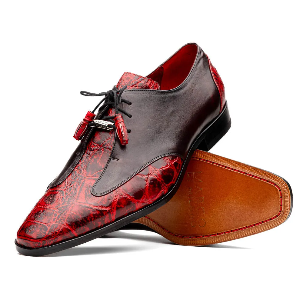 Marco Di Milano Anzio Derby Black Cherry Alligator And Calfskin Shoes