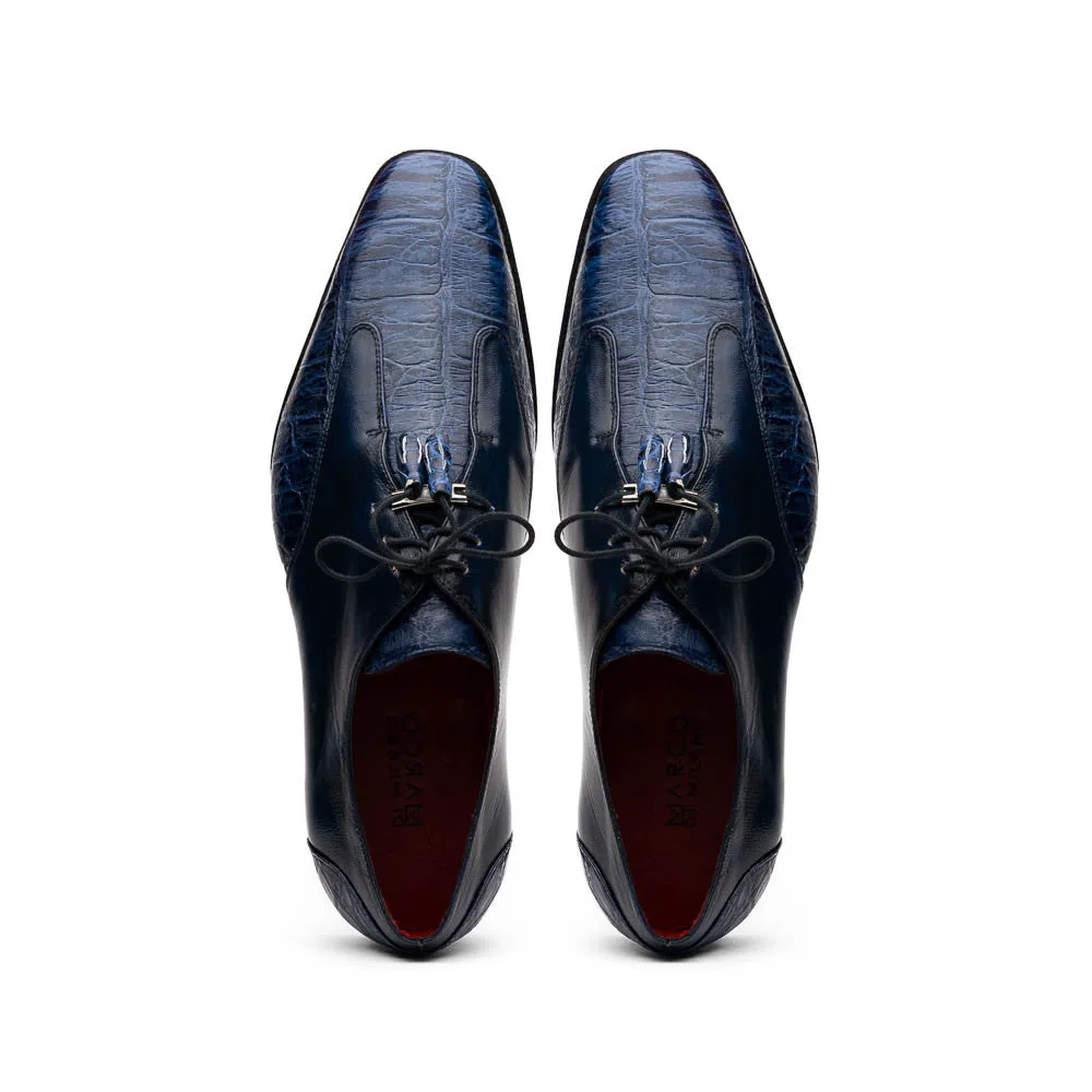 Marco Di Milano Anzio Derby Blue Alligator And Calfskin Shoes