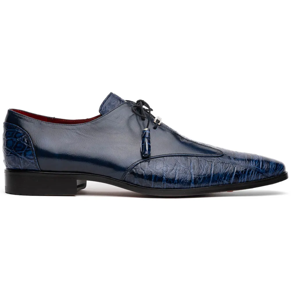 Marco Di Milano Anzio Derby Blue Alligator And Calfskin Shoes