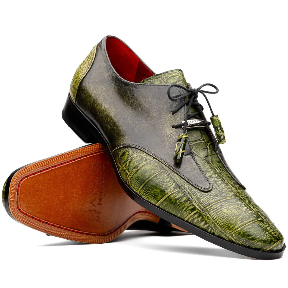 Marco Di Milano Anzio Derby Green Alligator And Calfskin Shoes