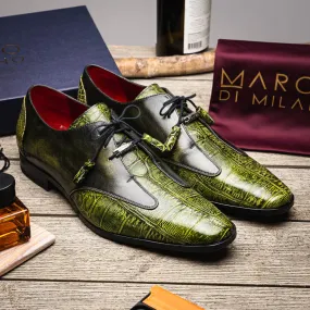 Marco Di Milano Anzio Derby Green Alligator And Calfskin Shoes