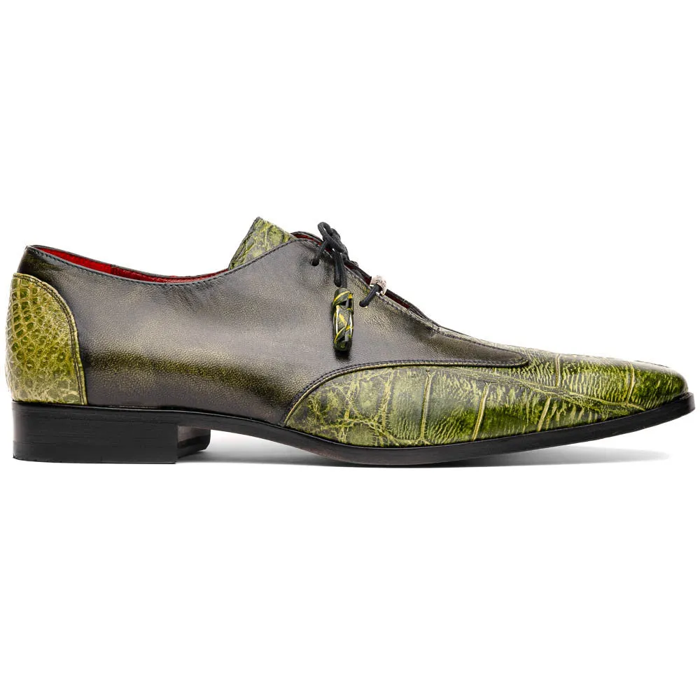 Marco Di Milano Anzio Derby Green Alligator And Calfskin Shoes