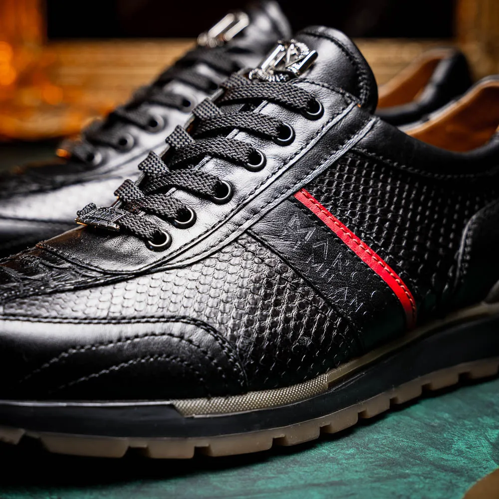 Marco Di Milano BRESCIA Black Python & Calfskin Sneakers