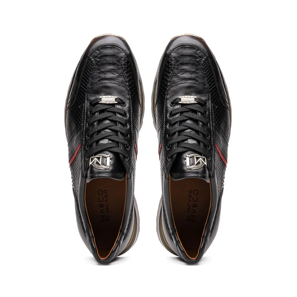 Marco Di Milano BRESCIA Black Python & Calfskin Sneakers