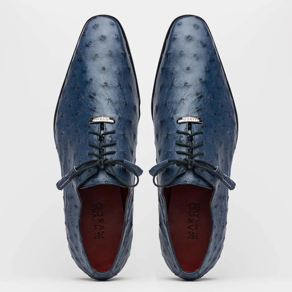 Marco Di Milano Criss Ostrich Navy Tassel Laced Oxford Shoes