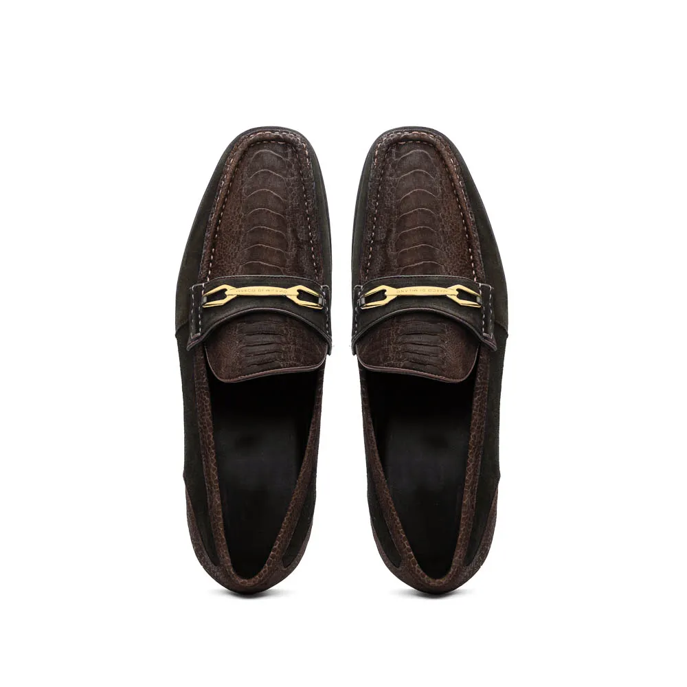 Marco Di Milano Hugo Ostrich Brown Sueded Loafers