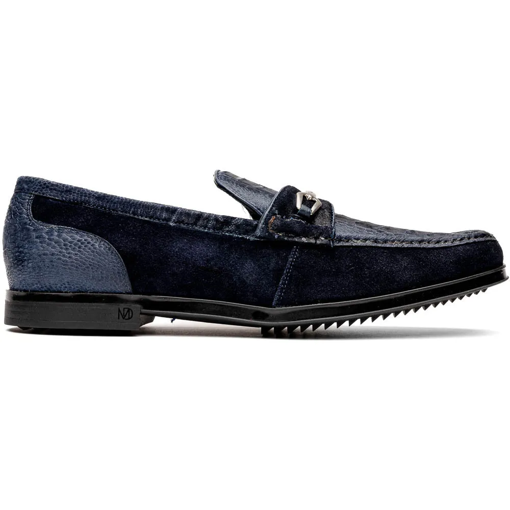 Marco Di Milano Hugo Ostrich Navy Sueded Loafers